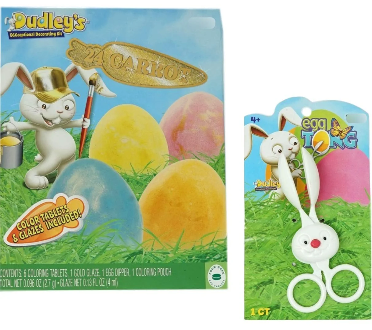 Easter Egg Dye Bundle - 24 Carrots Dye Kit w/ Bunny Egg Dipper Tong