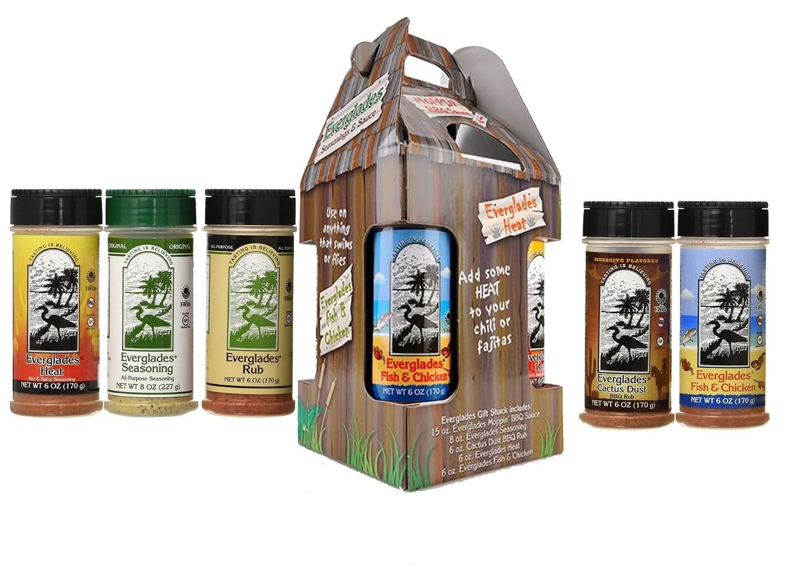 Everglades Seasoning Gift Shack All Spice Set Original Heat Fish Chicken Cactus Rub