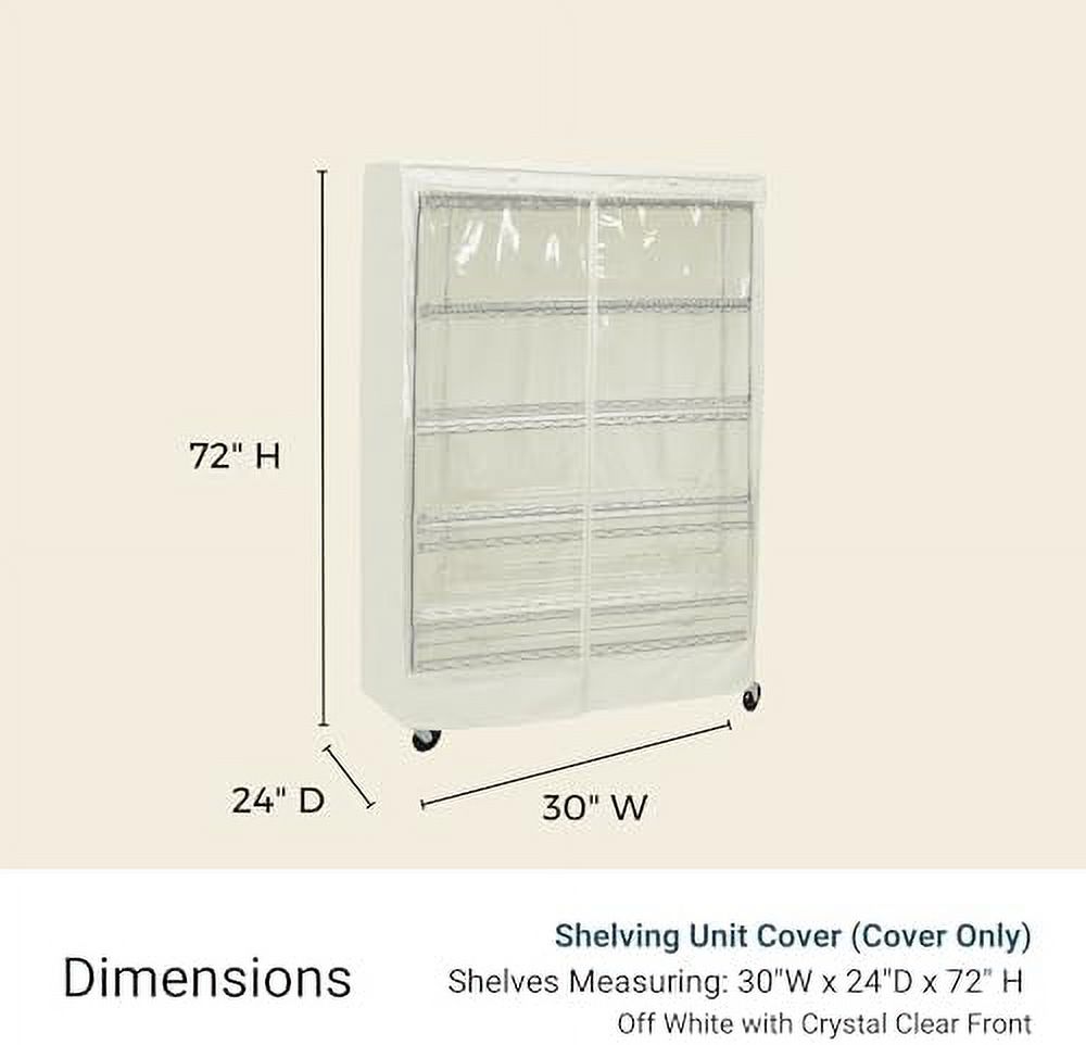 JYHOME Premium Clear Front Wire  Cover Off  - Heavy-Duty  Solution for Wire Shelving Rack (30\u201DWx24\u201DDx72\u201DH) - Waterproof PVC  Water/Dust Resistant Fabric  Multi Zipper