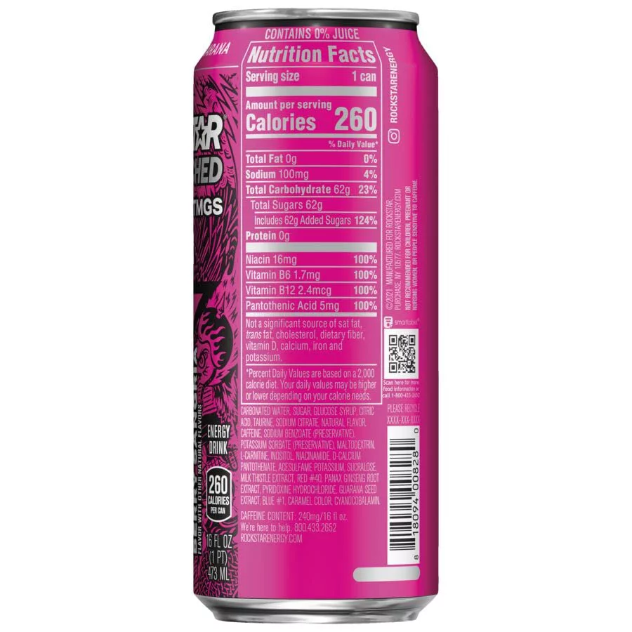 Rockstar Energy Drink Punched Berry Sangria, 16oz Cans (12 Pack)
