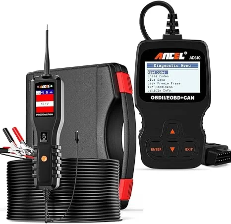 ANCEL PB100 Automotive Power Circuit Tester Probe with ANCEL AD310 Classic Enhanced Universal OBD II Scanner Car Engine Fault Code Reader