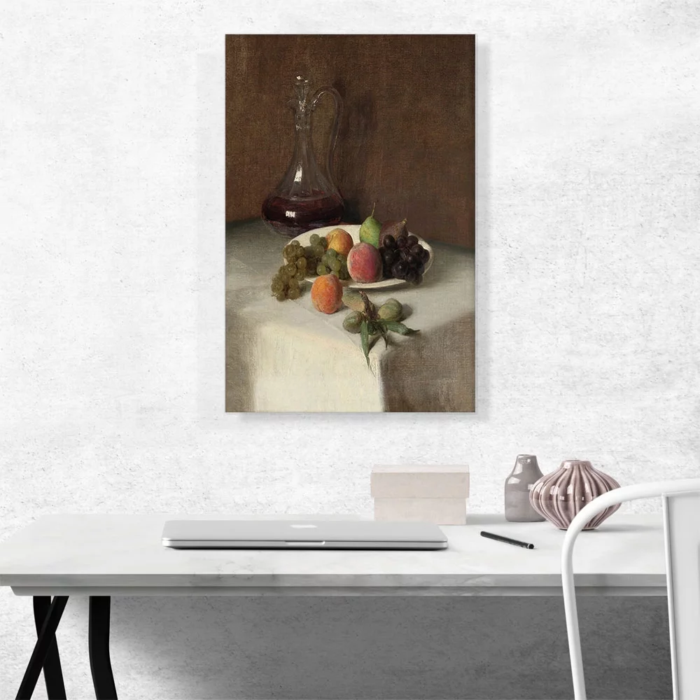 ARTCANVAS Dead Nature At Carafe 1865 Canvas Art Print by Henri Fantin-Latour - Size: 26