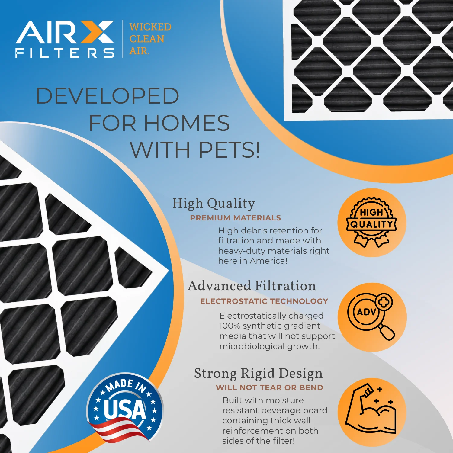 16x24x1 Air Filter Odor Eliminator Carbon Filter MERV 8 Comparable to MPR 700 & FPR 5 AC HVAC Premium USA Made 16x24x1 Furnace Filters by AIRX FILTERS WICKED CLEAN AIR. 6 Pack