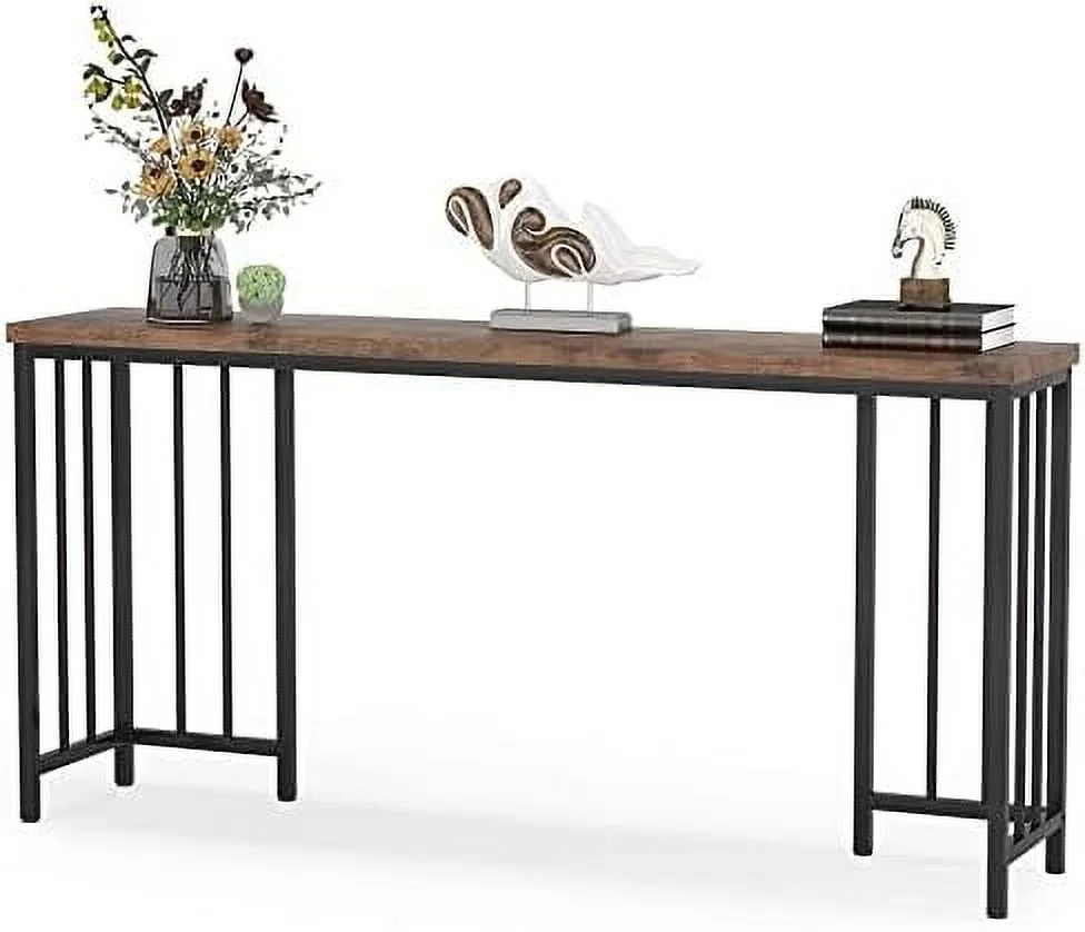 TJUNBOLIFE Rustic Long Console Table  70.9 Inch Extra Long Sofa Table  Industrial Narrow Entryway Table Behind Sofa Couch for Living Room  Hallway  Entryway