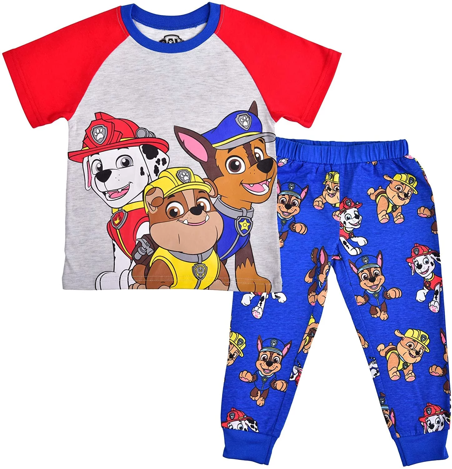 Paw Patrol Chase, Marshall and Rubble Boys 2 Piece Pajama Jogger Set, 4-7