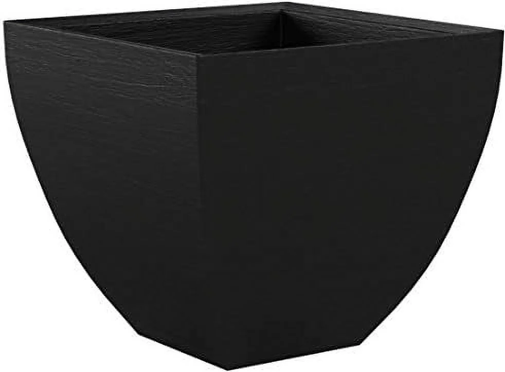 MSQ16BK Modern Square Garden Planter, 16-Inch, Black