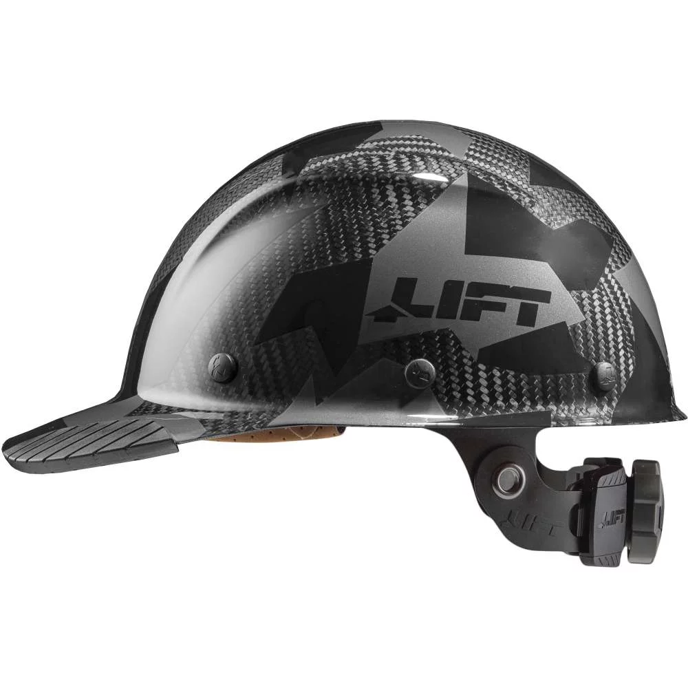 Lift Safety Hard Hat Dax Full Black Camo Carbon Fiber Cap Style
