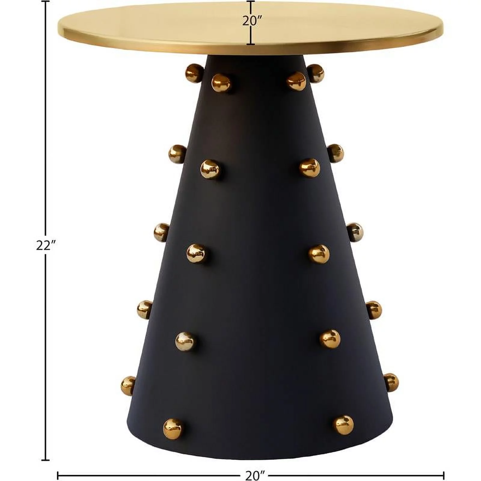 Meridian Furniture Raven Brushed Gold Top End Table with Matte Black Base