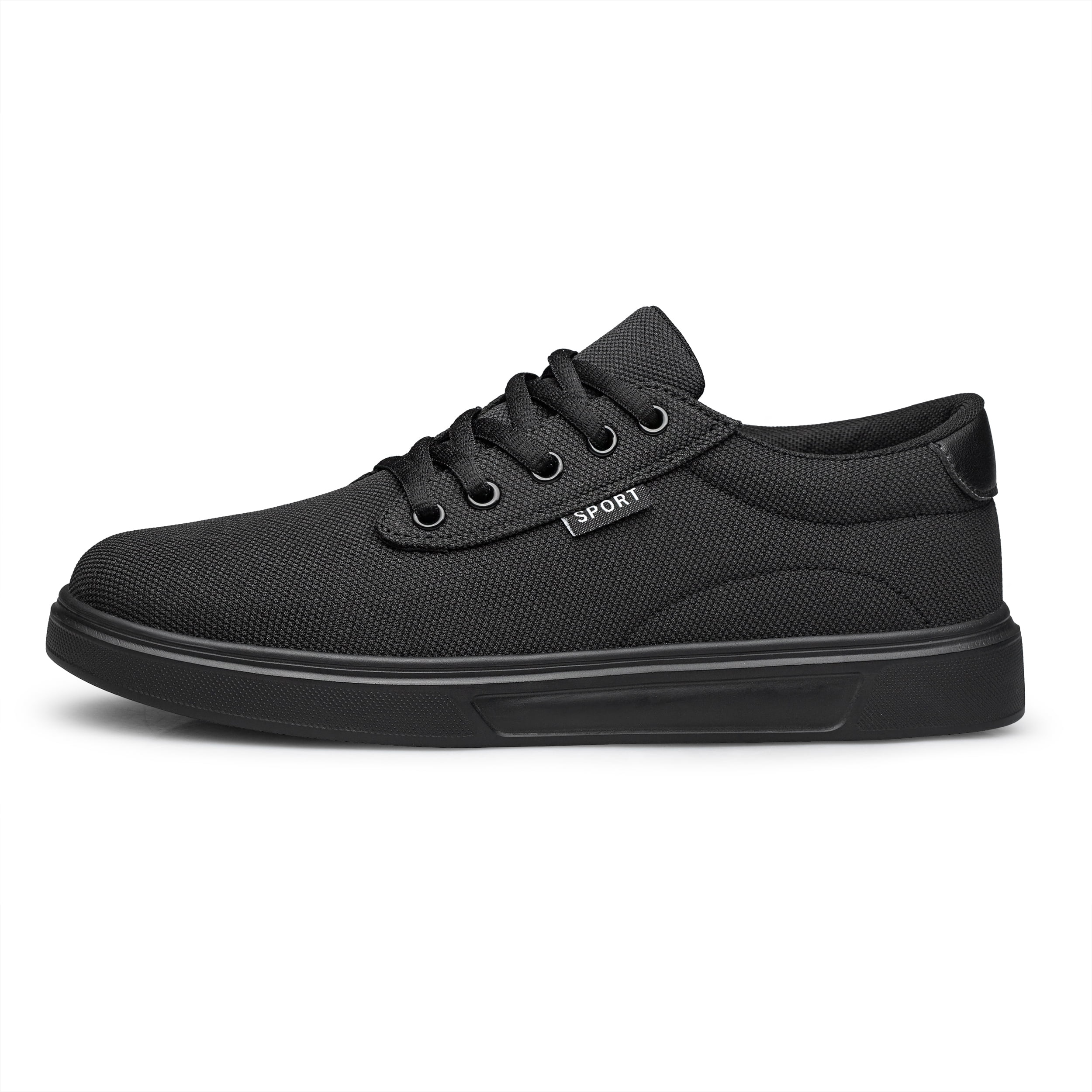ADQ Men's Dress Shoes Fashion Casual Shoes Lace-up Canvas Sneakers All Black 10.5