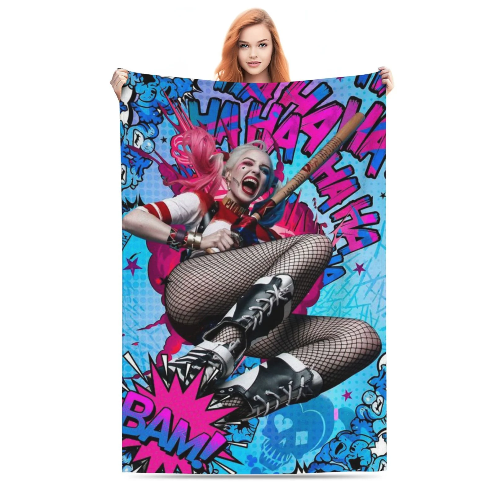 Harley Quinn Soft Blanket Fuzzy Fleece Anti-pilling Flannel Throw Blanket Decor Sofa Bed Blanket 40x60in
