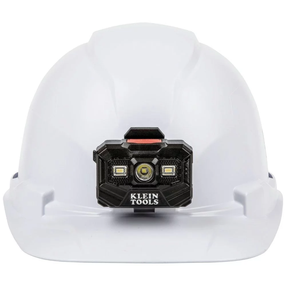 Klein Tools 60107RL Non-Vented Cap Style Hard Hat with Rechargeable Headlamp - White