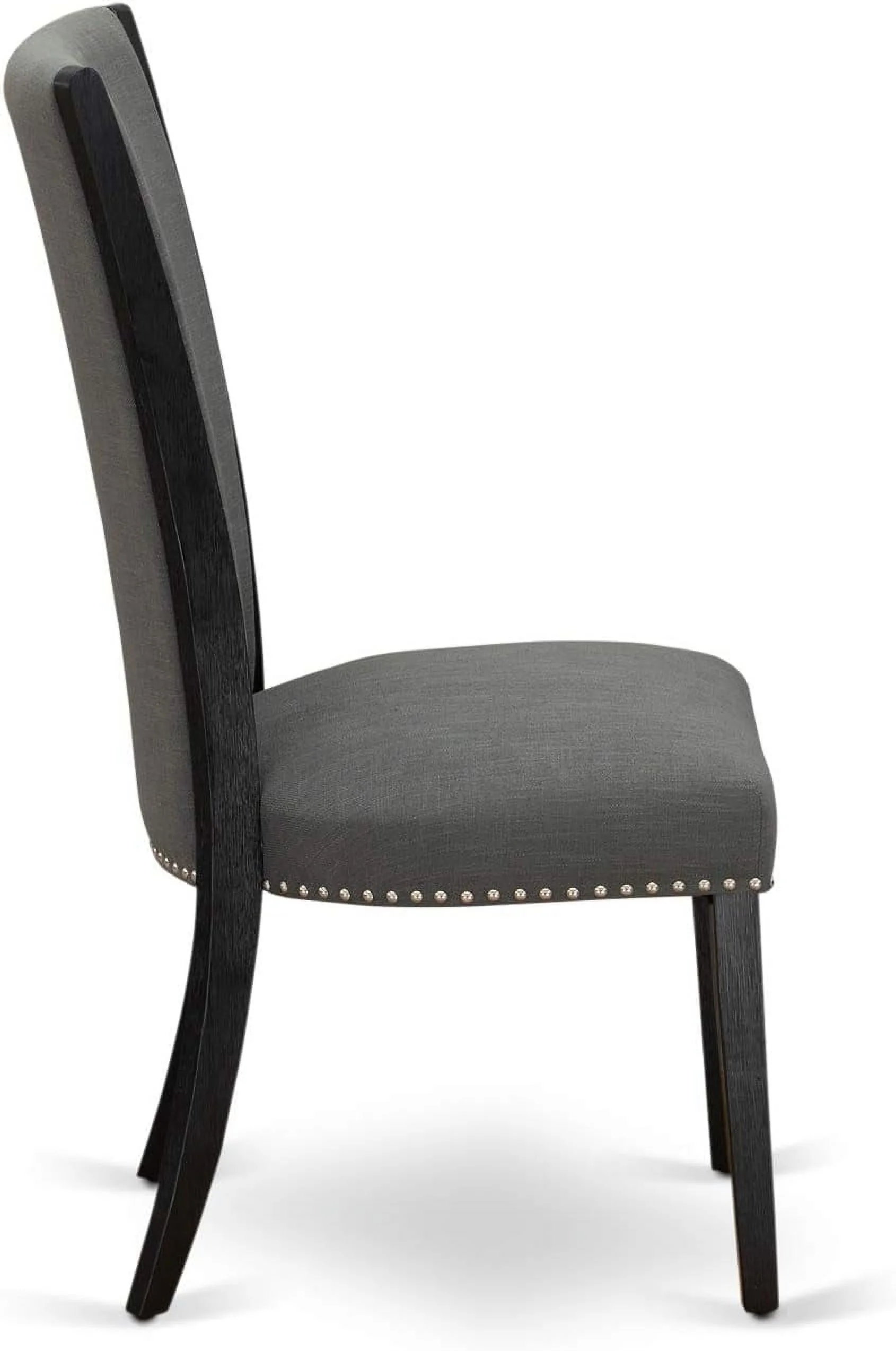 modern dining chairs - set of 2 with nailhead trim and linen fabric - easy assembly