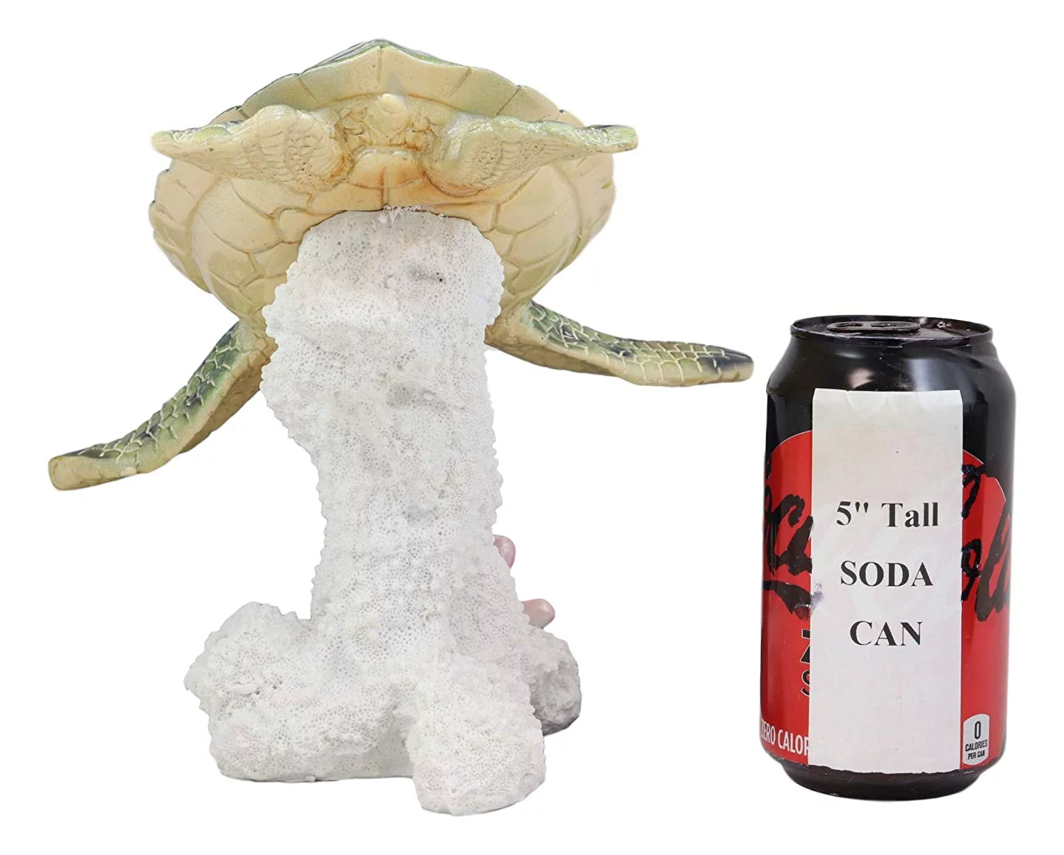 Large Nautical Ocean Colorful Giant Sea Turtle Swimming By White Corals Statue