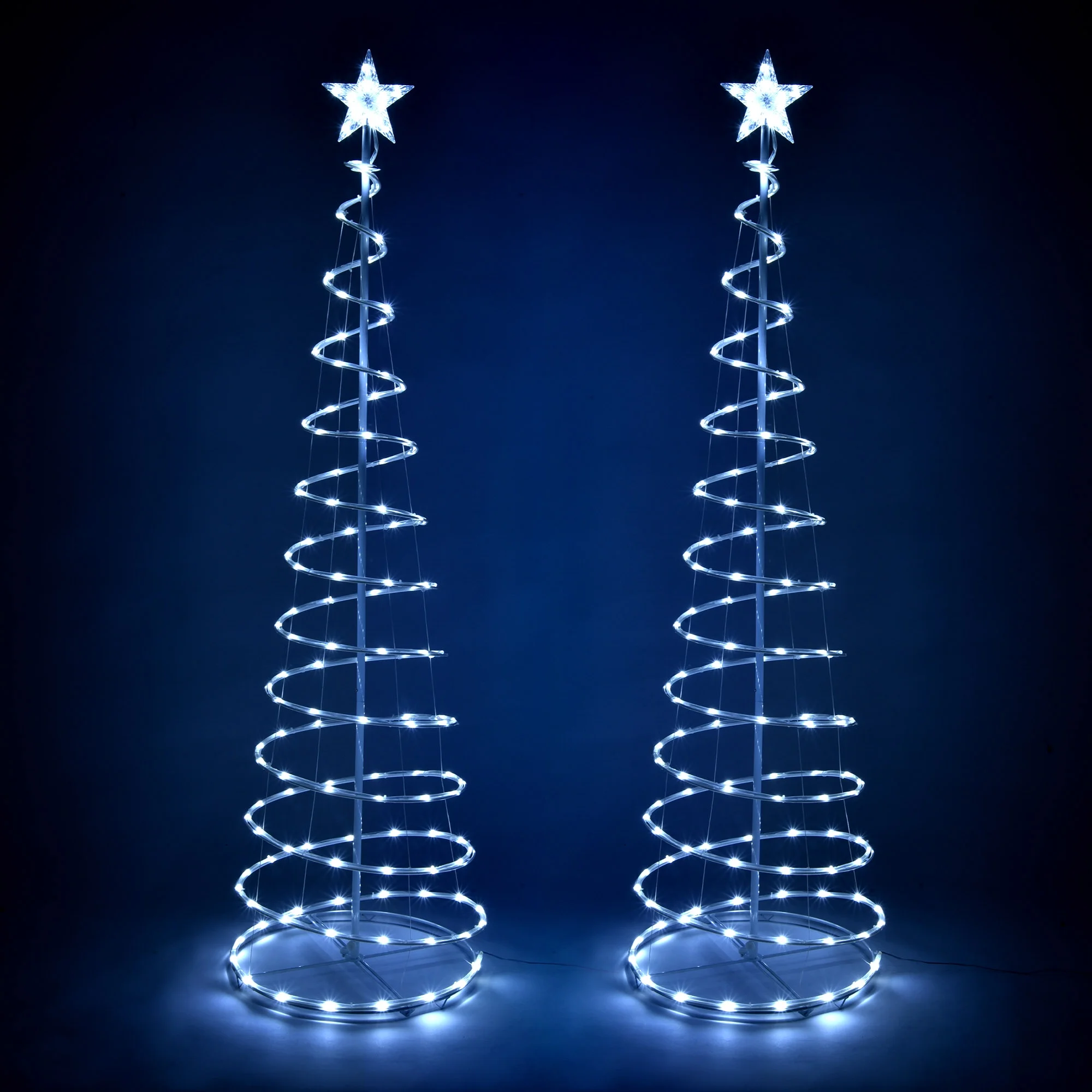 6 Ft LED Spiral Tree Light Cool White 182 LEDs USB Powered Decoration 2 Pack