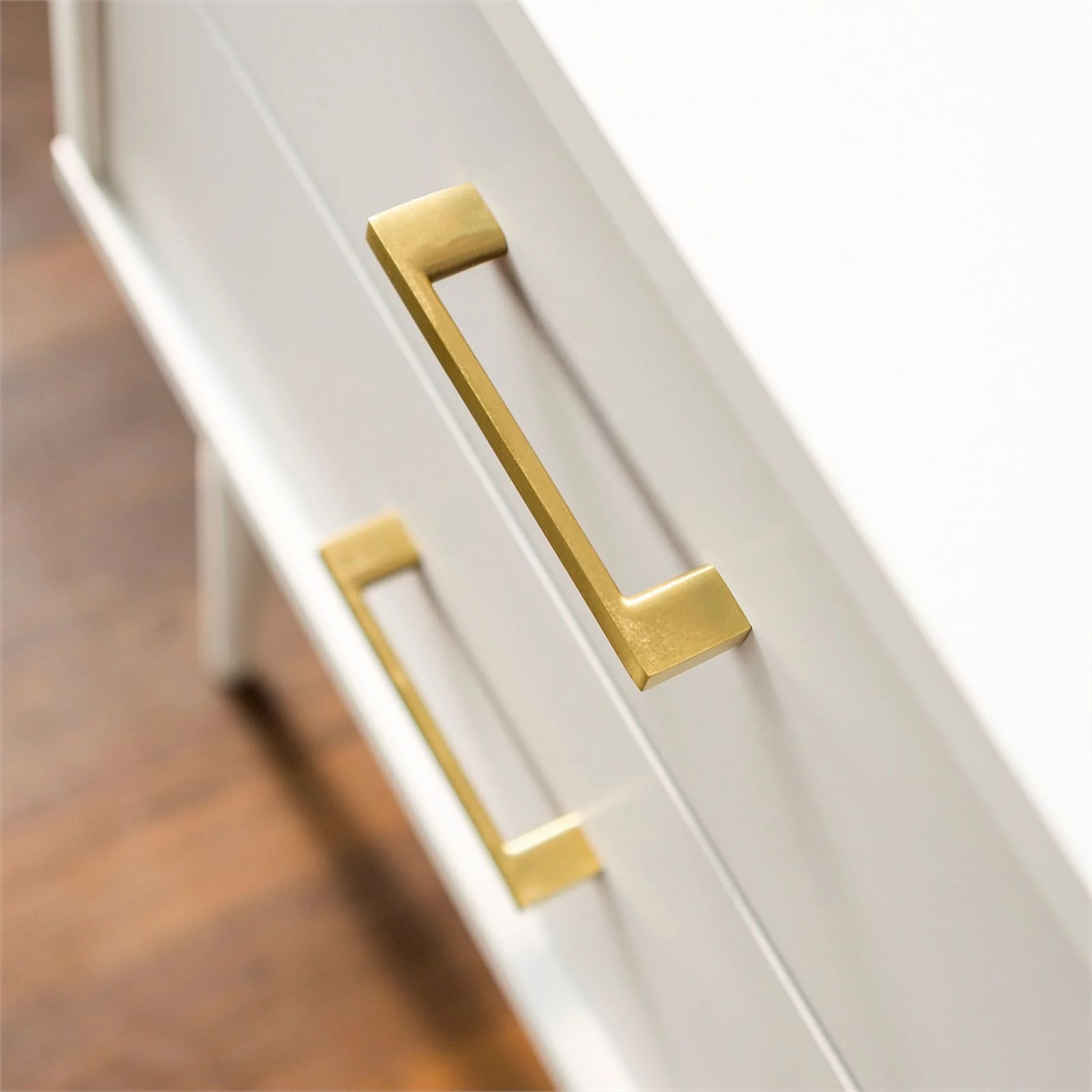 Modern Side Table with Metal Handles - White