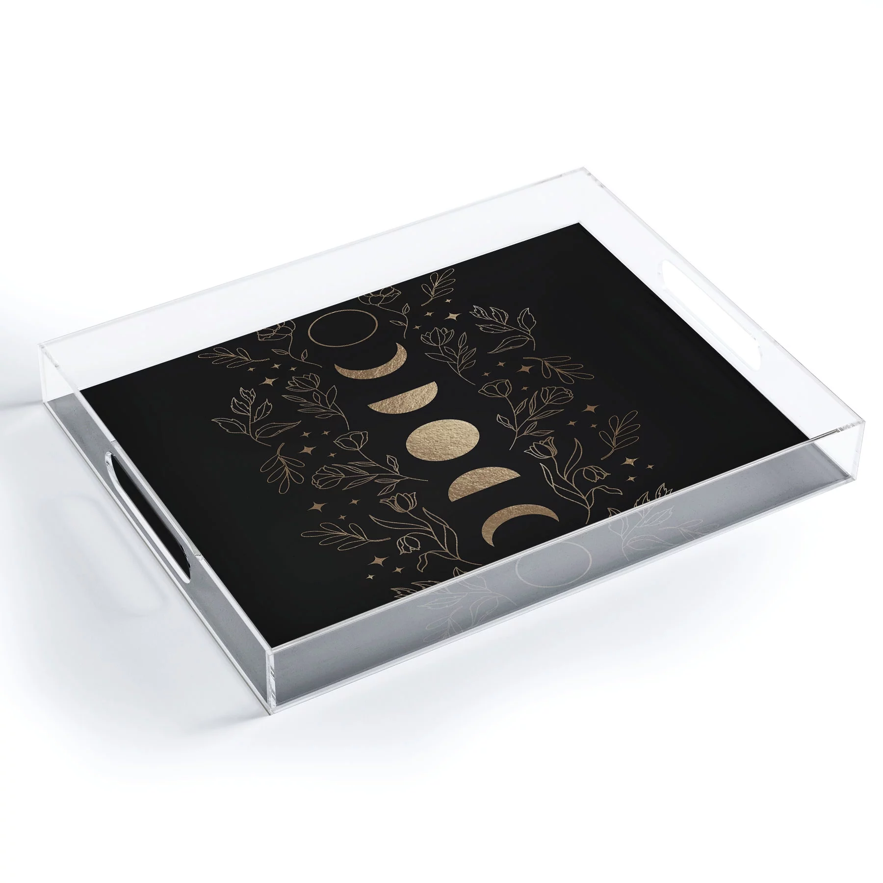 Society6 Gold Moon Phases by Emanuela Carratoni Acrylic Tray
