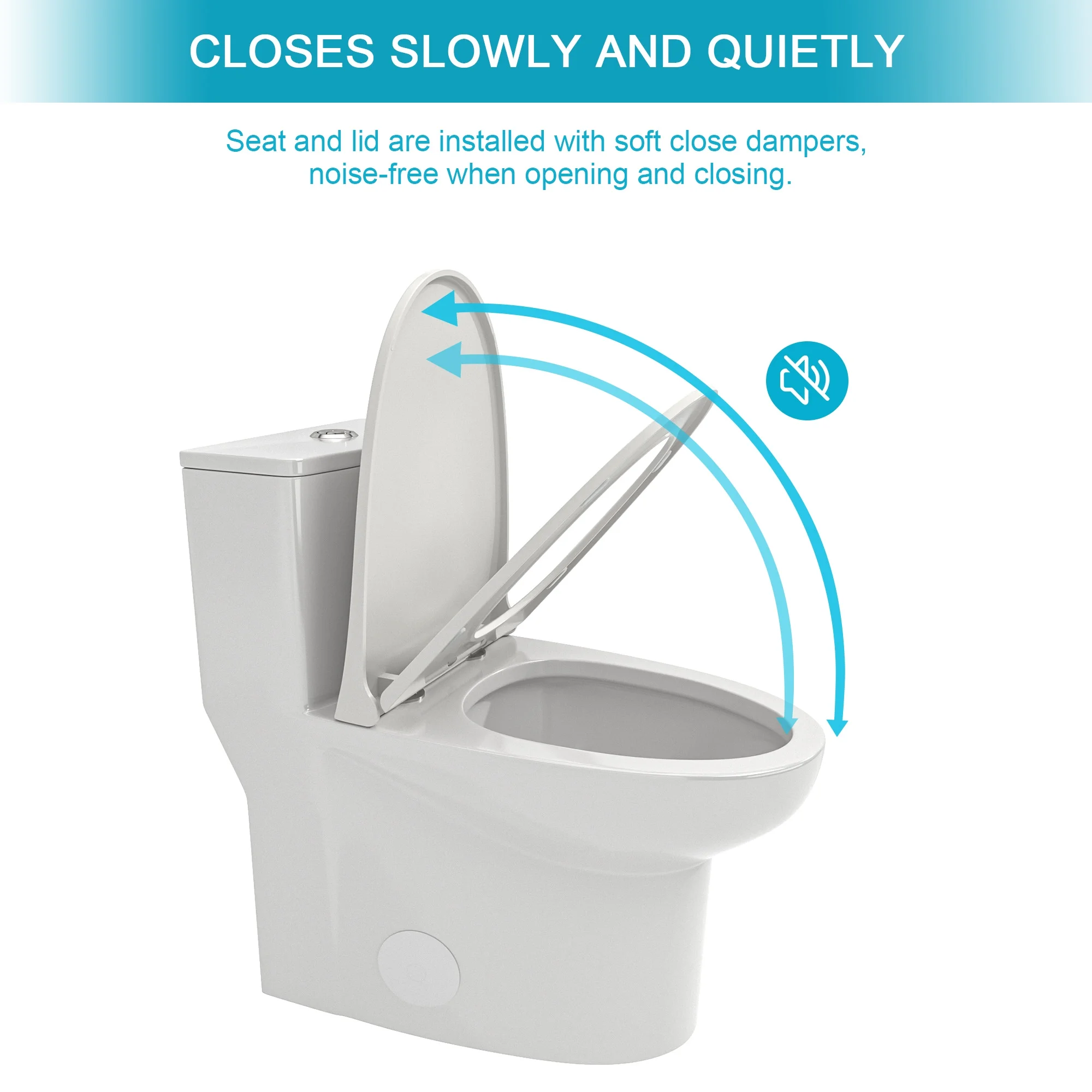 Boyel Living 12 inch One Piece 1.6/1.1 GPF Dual Flush Elongated Toilet , Soft-close Seat Included(White)