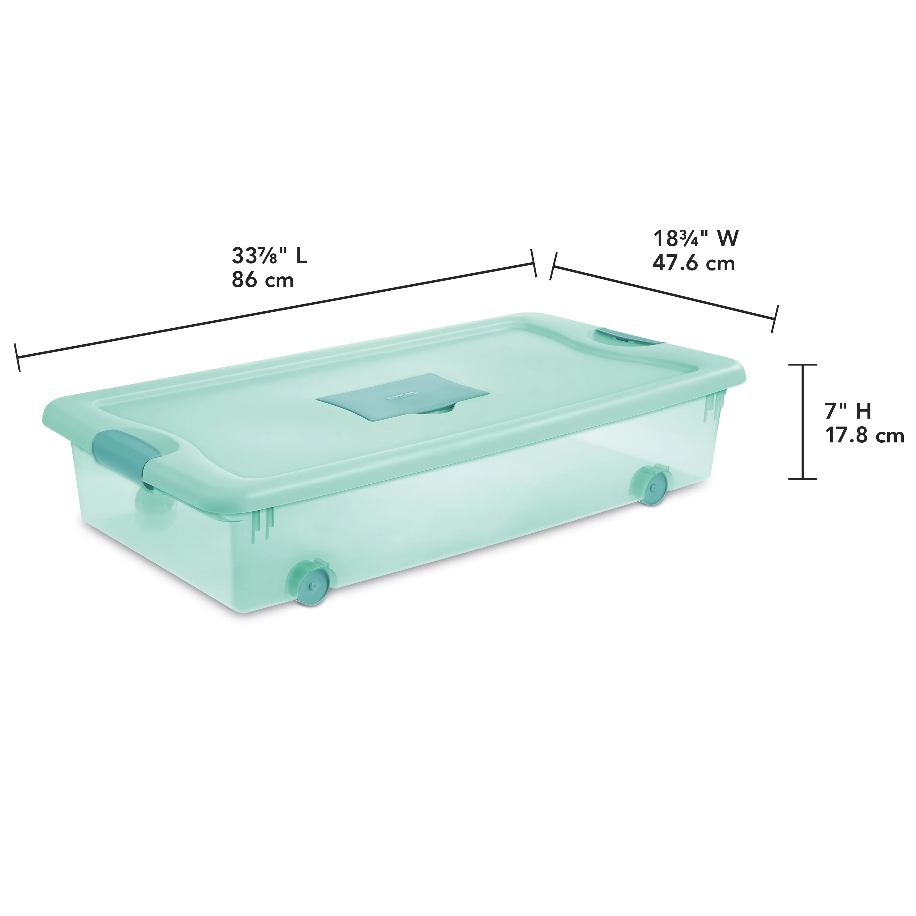 Sterilite 56 Qt. Wheeled Fresh Scent Box Aqua Tint Set of 4