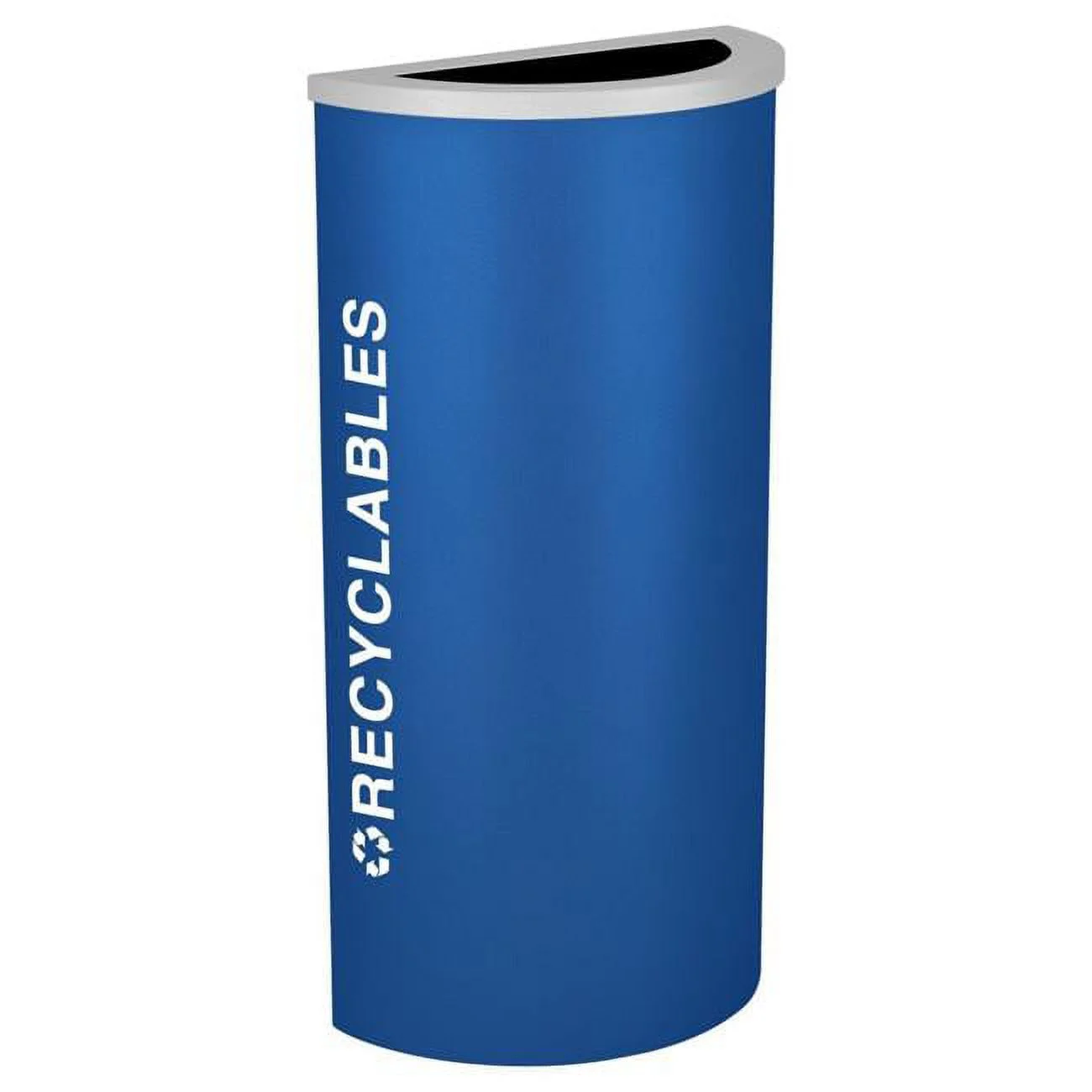 Ex-Cell Kaiser 8 Gallon Half Round Recycling Receptacle with Recyclables Decal, Royal Texture