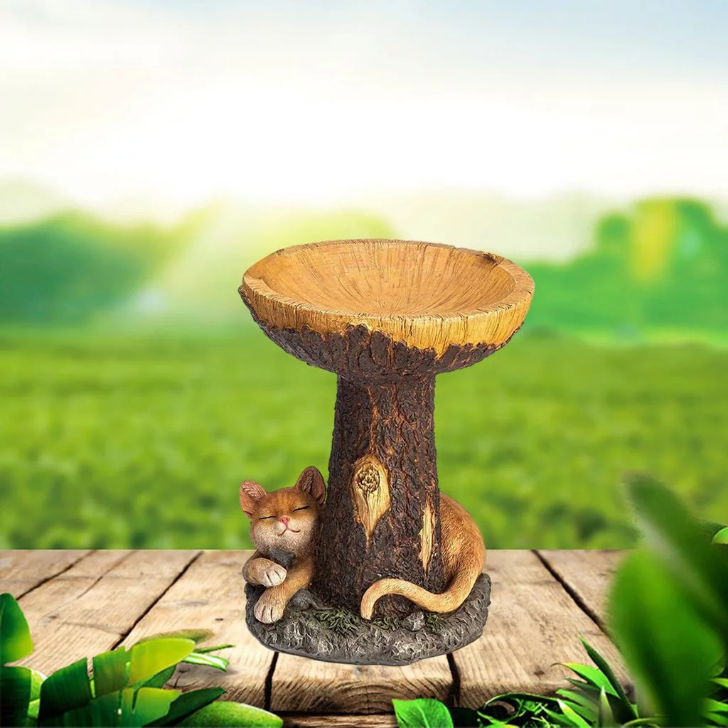 Resin Bird Bath Yard Statue Sculpture Birdbath Stable Countryside Birds