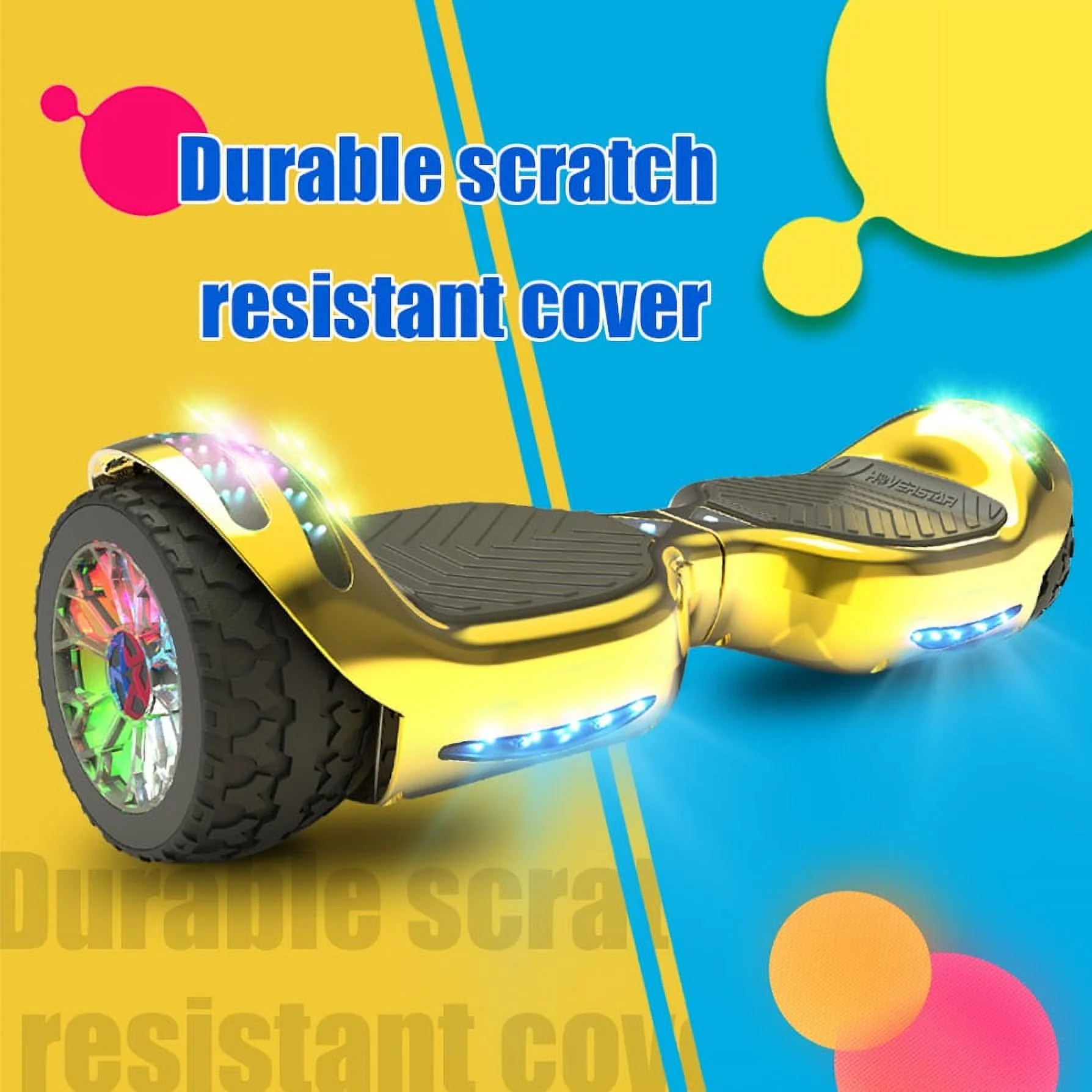 HOVERSTAR Hoverboard Certified HS2.0 Flash Wheel with LED Light Self Balancing Wheel Electric Scooter Chrome Gold
