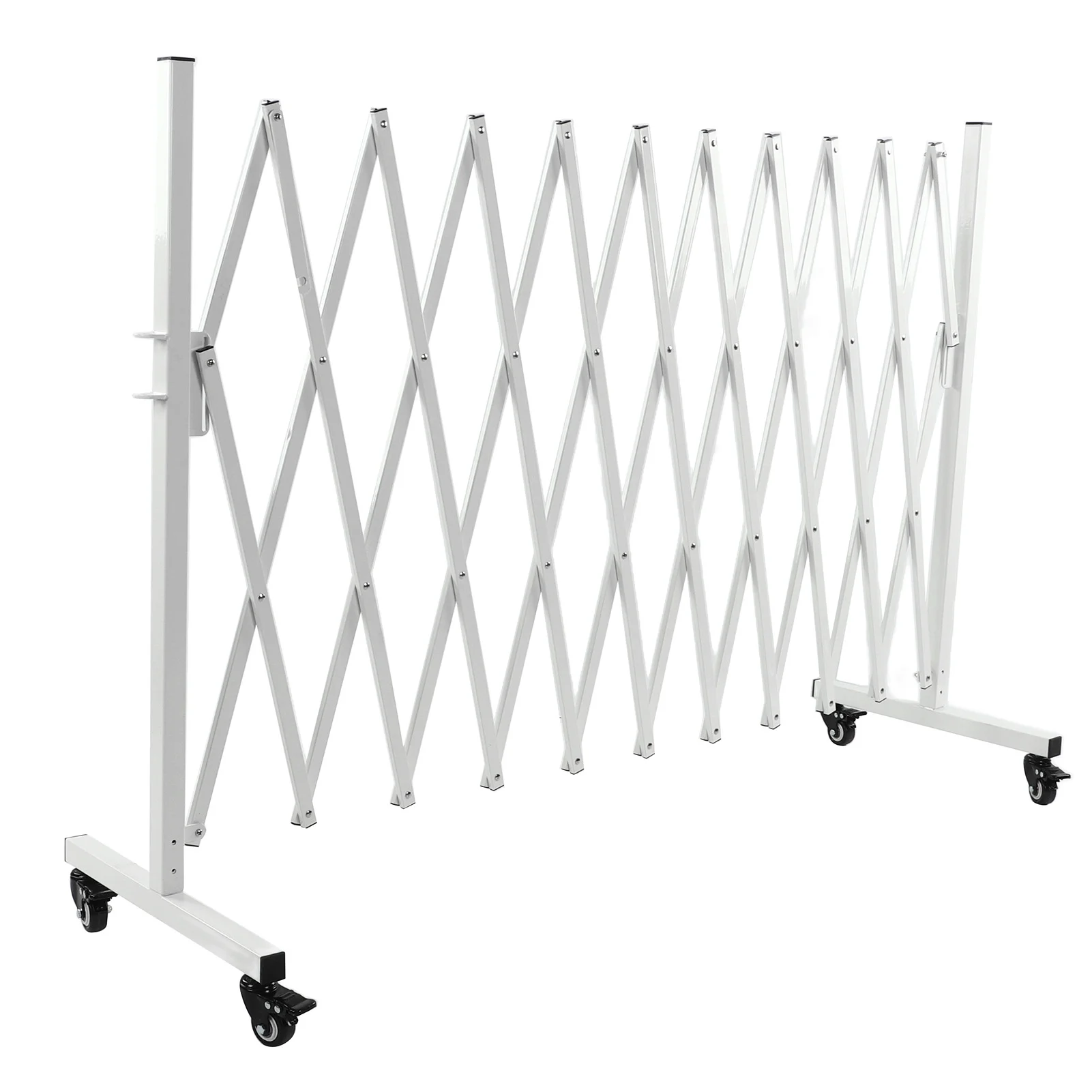 Goldmeet Metal Expandable Barricade Gate Folding Mobile Safety Barrier Driveway Security Flexible Retractable Fence 130in