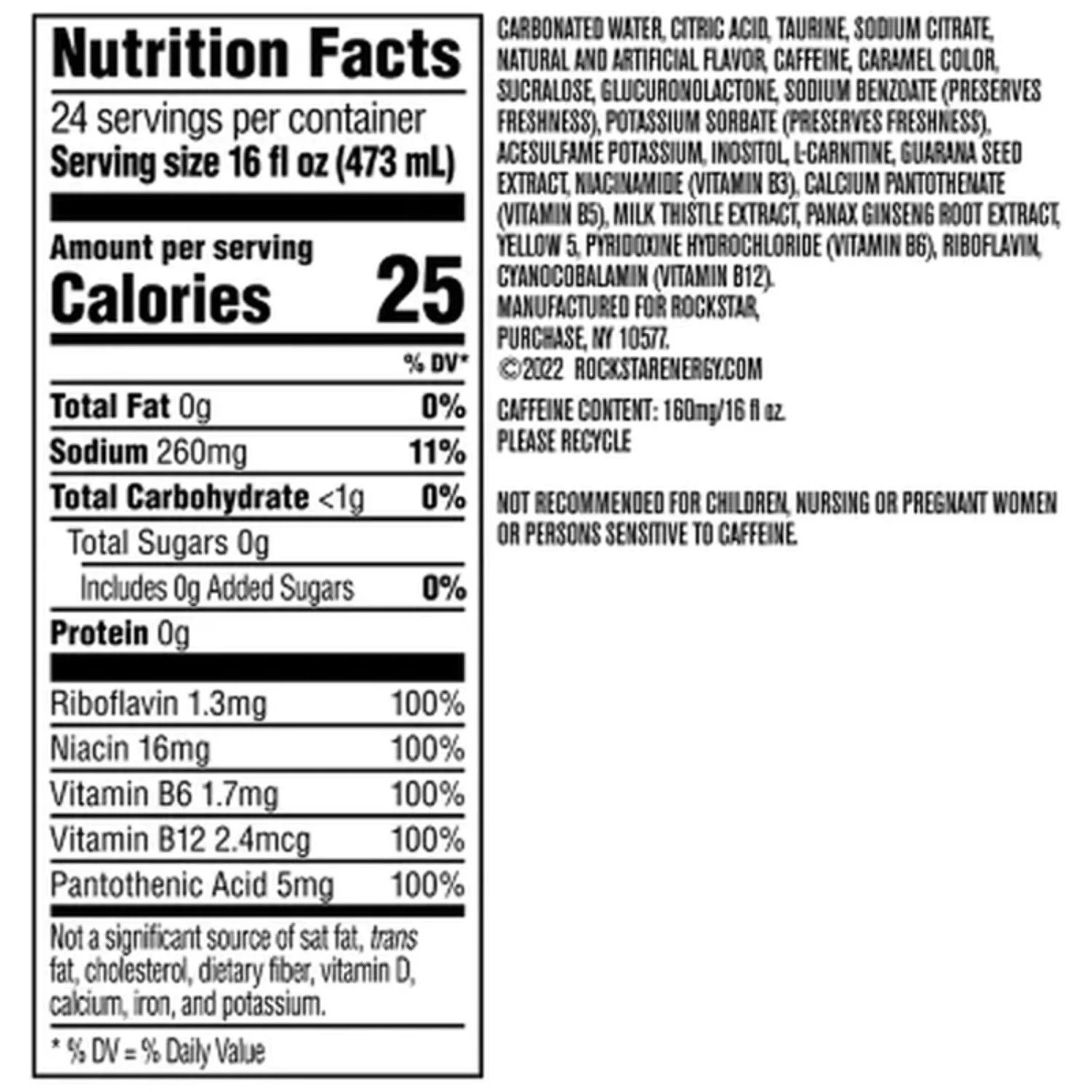 Rockstar Sugar Free Energy Drink (16 Fl. Oz., 24 Pk.)