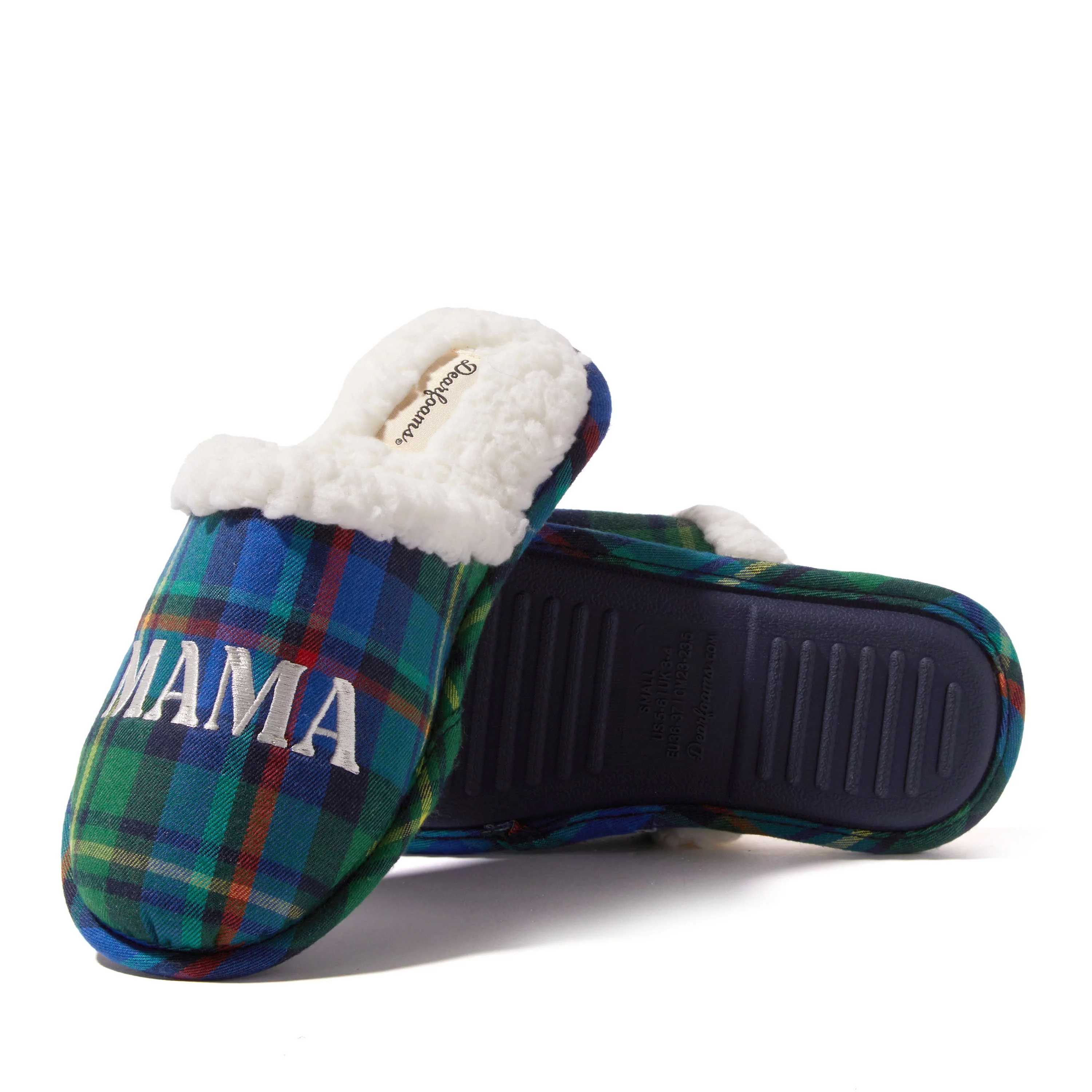 Dearfoams Women's Mama Bear Plaid Scuff Slipper