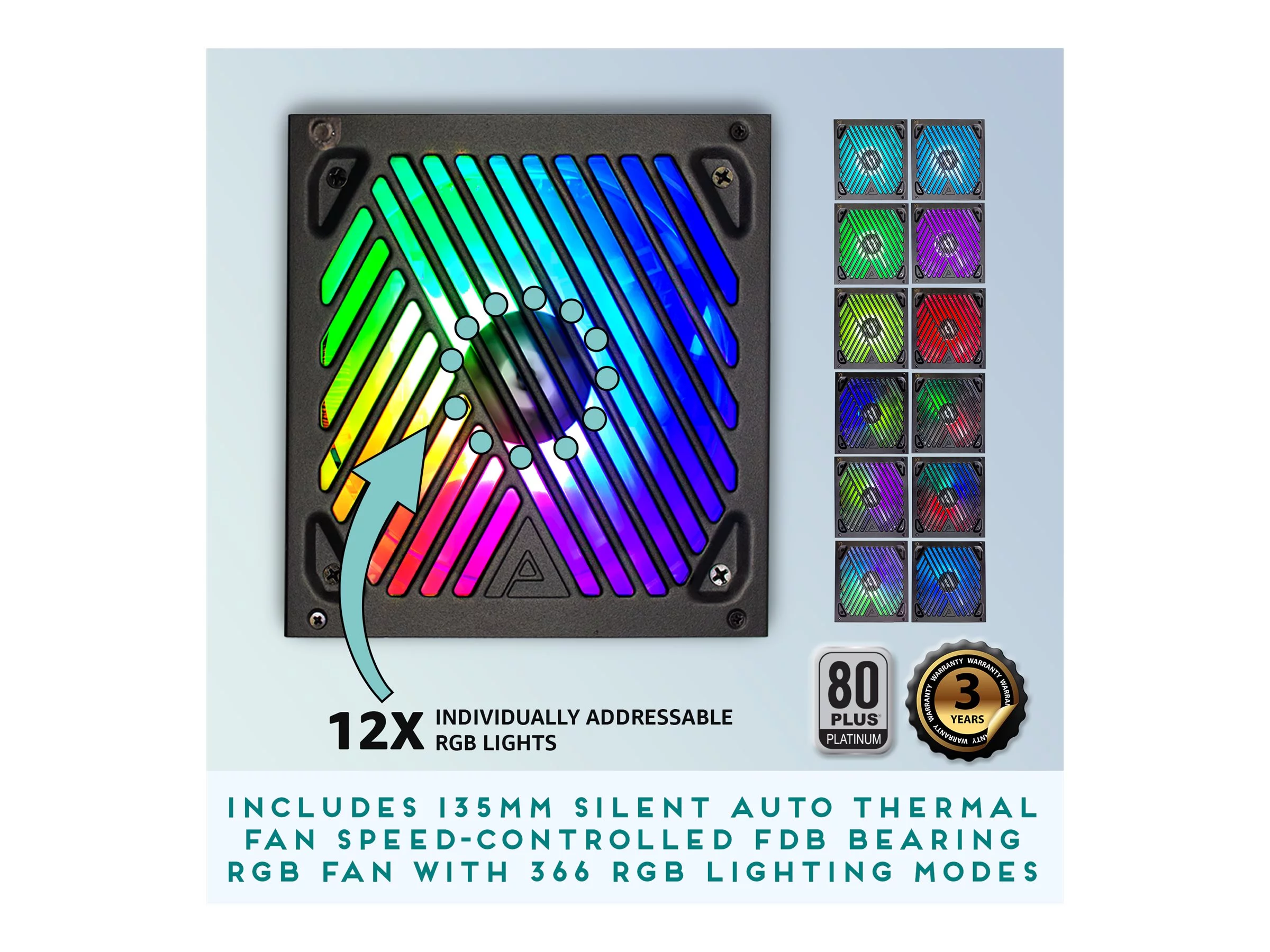 Apevia ATX-MT1000W ATX3.0 PCIE5 1000W Mystic ATX 3.0 & PCIE 5.0 Power Supply