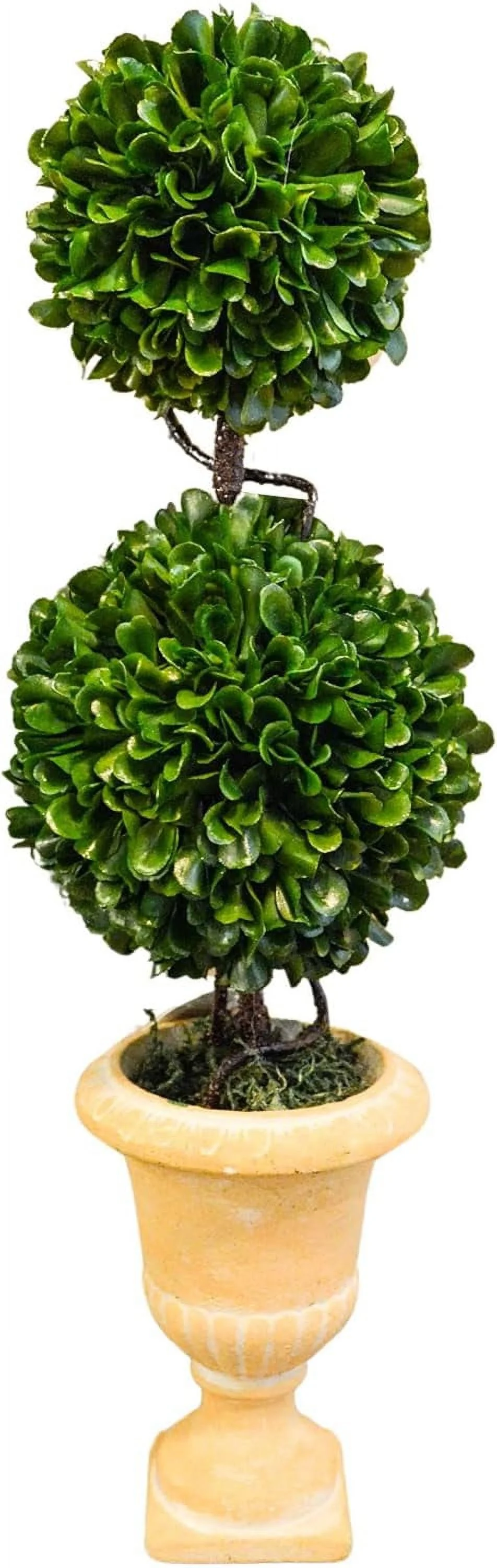 H Faux Preserved Artificial Boxwood Topiary Plant With Double In Pot, Artificial Boxwood s For Pots For Home Decor, Office Desk, Front Porch Indoor And Outdoor