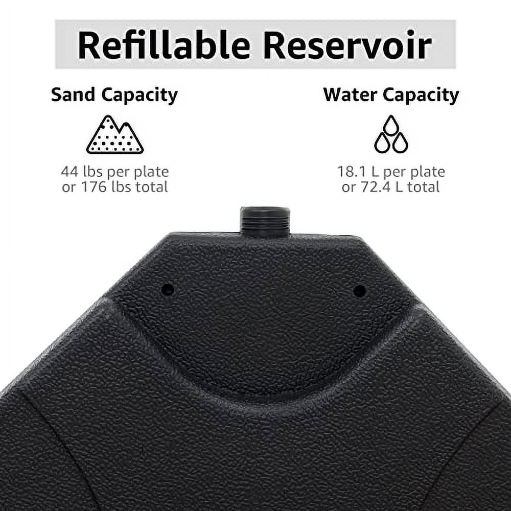 COBANA 4-Piece Cantilever Offset Patio Umbrella Base, Easy Filling Umbrella Stand Weights, Water/Sand Filled, Max 170lbs