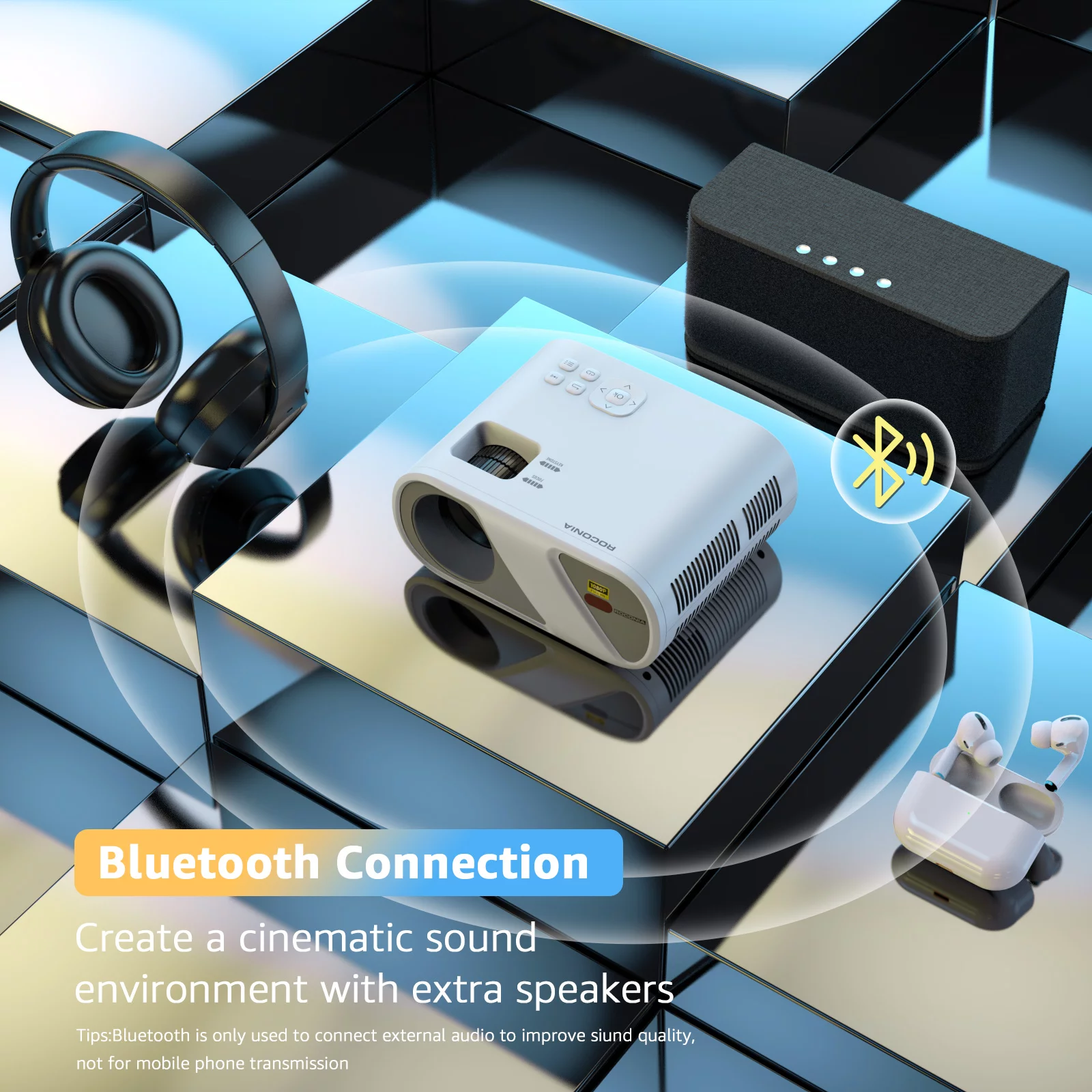 Roconia 5G Wifi Mini Projector with Bluetooth 5.1& 100