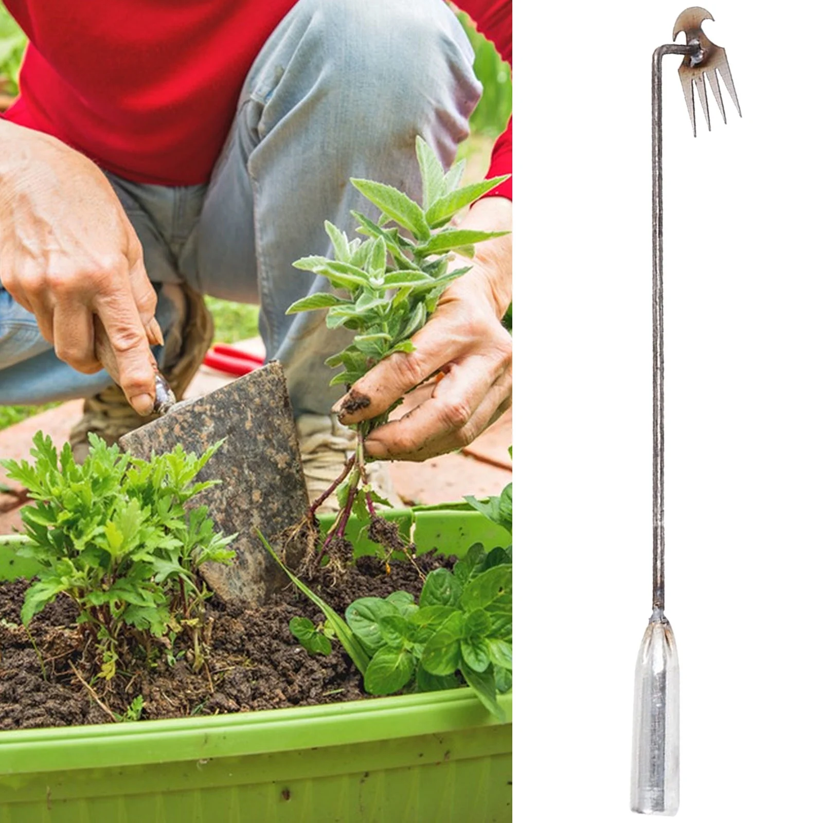 Weeds Puller New Weeding Artifact Uprooting Weeding Tool, Yard Tools 4-Claw Weeder Tools, Weeding Tools Gardening Long Handle 50cm