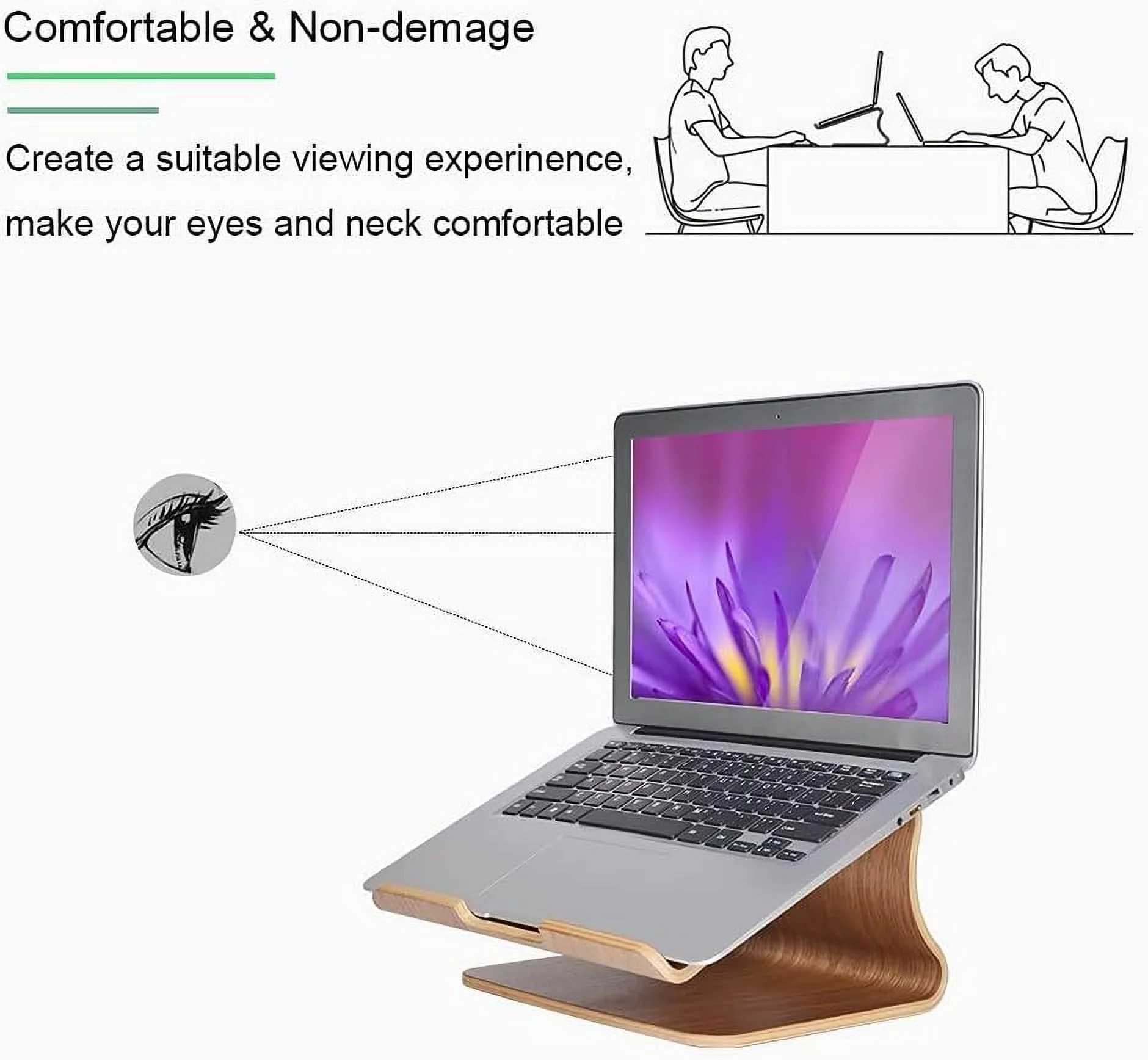 Samdi Wooden Laptop Stand ,Ventilated Tilt Elevator Laptop Mounts With Anti-Slip Design for Notebook PC Air Macbook Pro