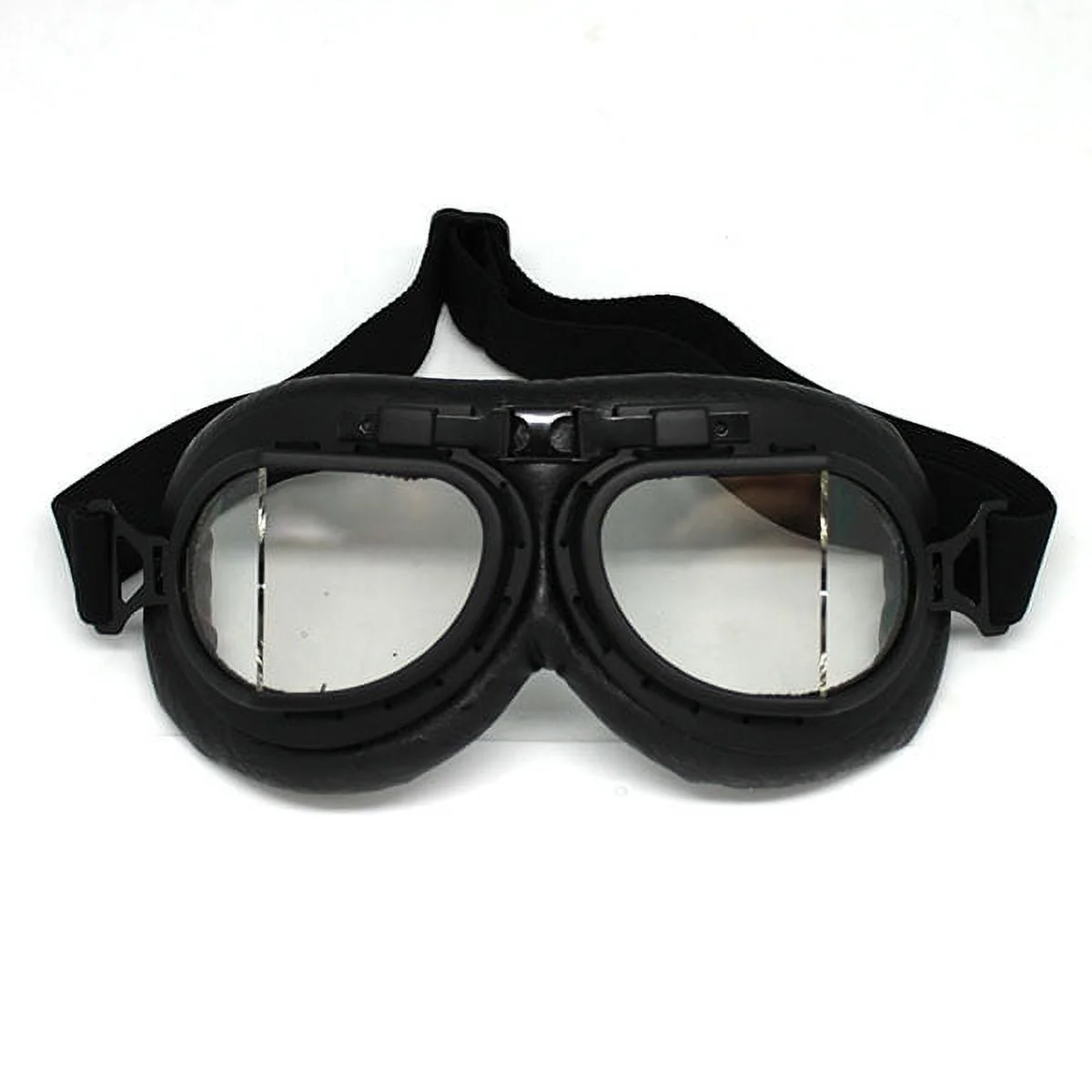 Motorcycle Goggles Scooter Mopeds Half Helmet Vintage Vespa Pilot Aviator Style, GK_T008 Matt Black Frame Clear Lens