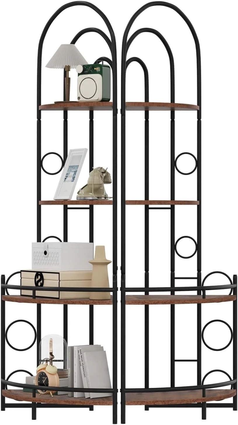 4-Tier Corner Bookshelf, Modern Style, Plant Stand with Metal Frame