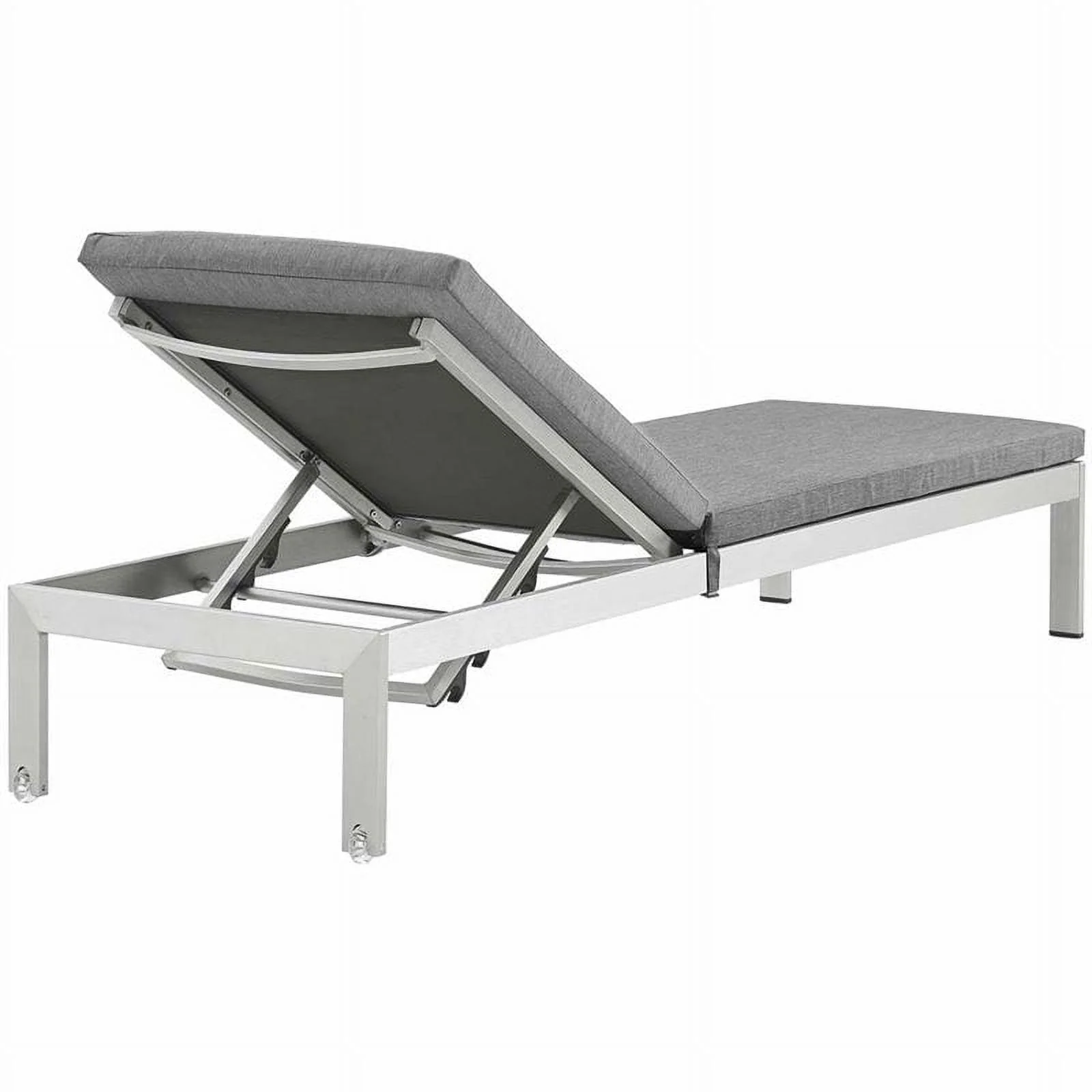 Pemberly Row 3-Piece Modern Aluminum Patio Chaise Lounge Set in Gray