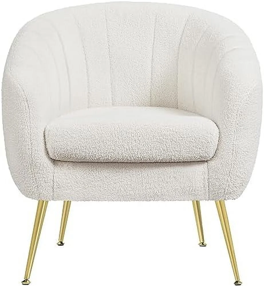HOOMHIBIU Velvet Accent Chair  Barrel Chair with Golden Metal Legs  Modern Leisure Chair for Living Room Bedroom Office Waiting Room Gray