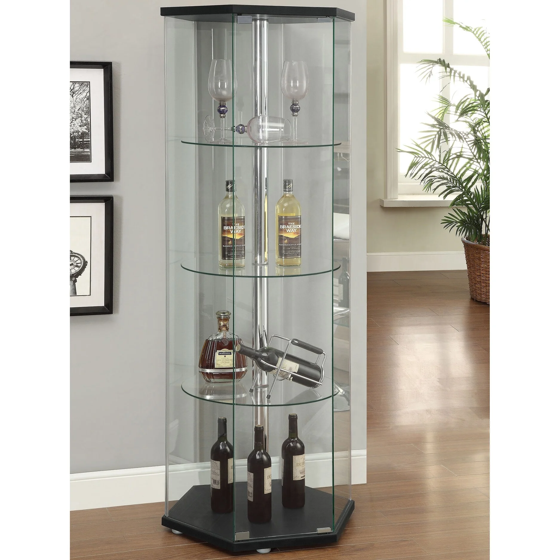 Coaster  Furniture Zahavah 4-shelf Hexagon Shaped Curio Cabinet Black