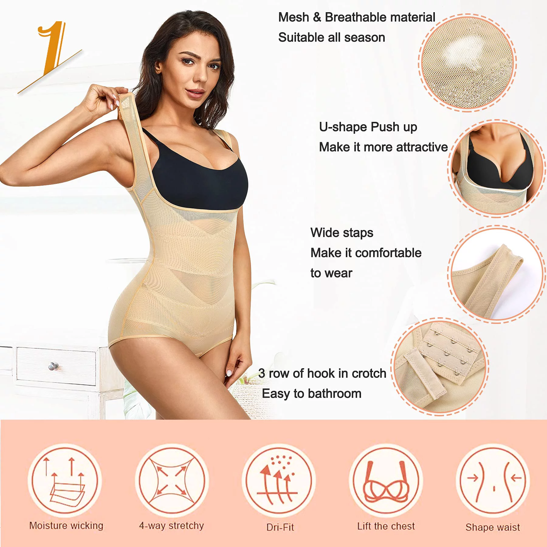 Lilvigor Waist Trainer Shapewear Bodysuits for Women Tummy Control Slimming Fajas Colombianas Body Shaper Open Bust Bodysuits