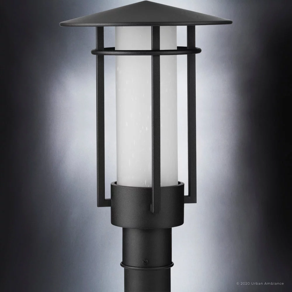 Luxury Mid-Century Modern Post Light, 17.125H x 11.125W, with Modern Style, Midnight Black, UHP1313 by Urban Ambiance