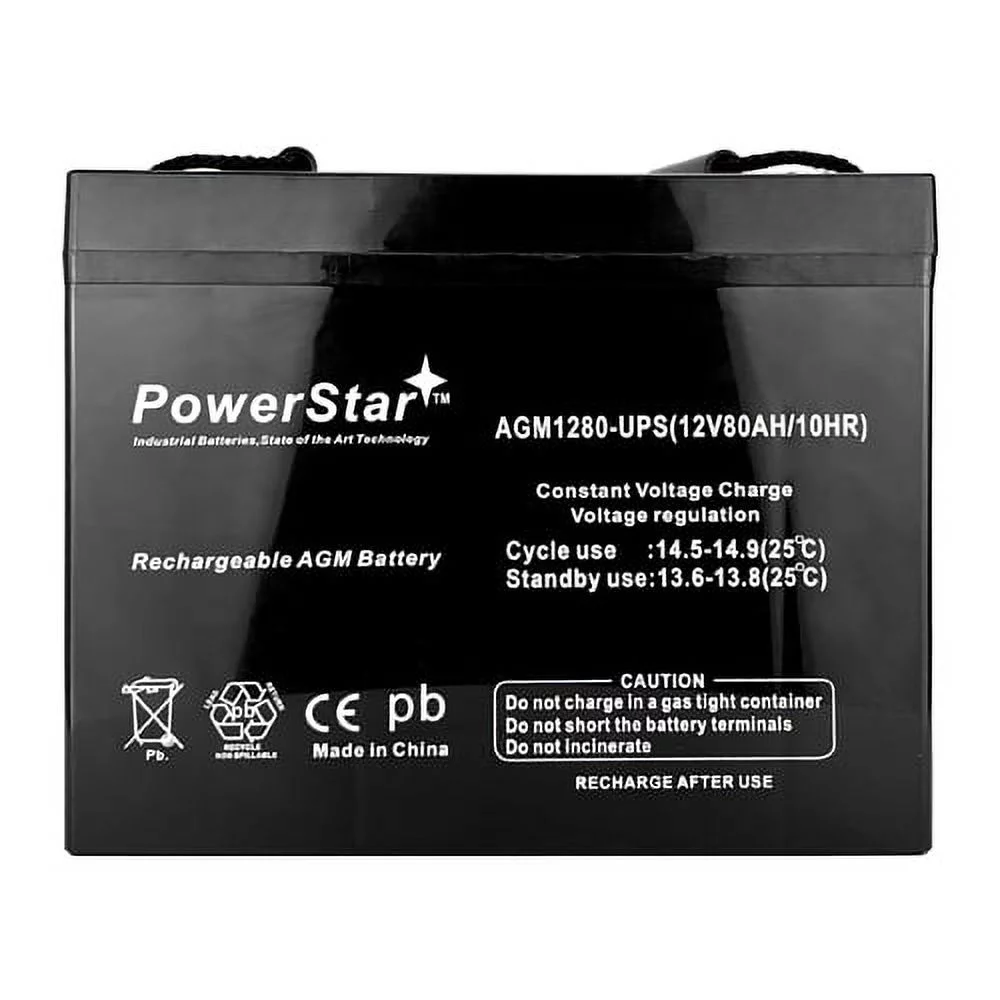 PowerStar 12 V 80 Amp Hour NSB-AGM24F Group 24 SLA Battery for Backup Generator, Solar