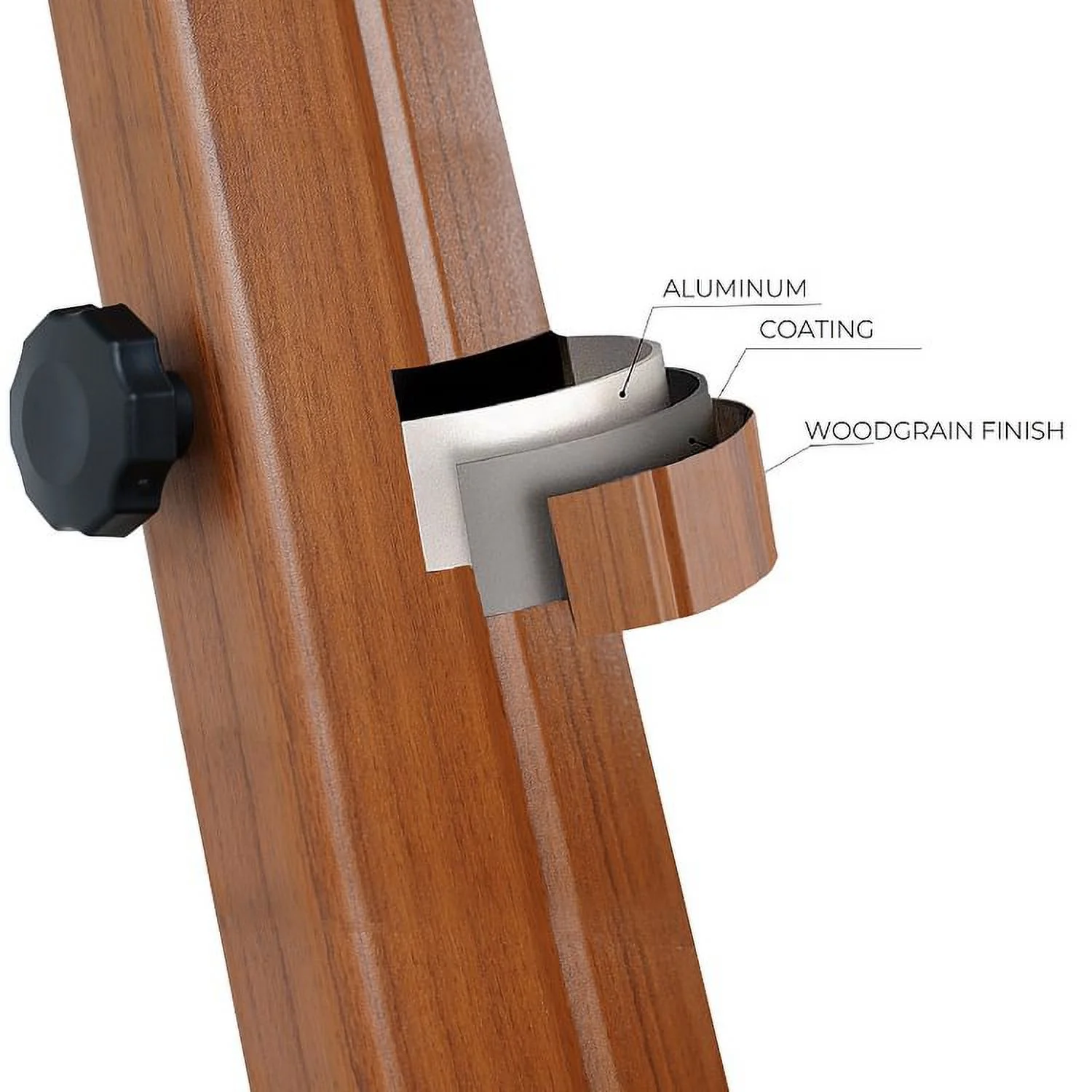 Grand Patio 10-Ft Offset Patio Umbrella, Cantilever Umbrella with Crank & Dual Tilt, Faux Wood Grain Aluminum Large Umbrella, Champagne