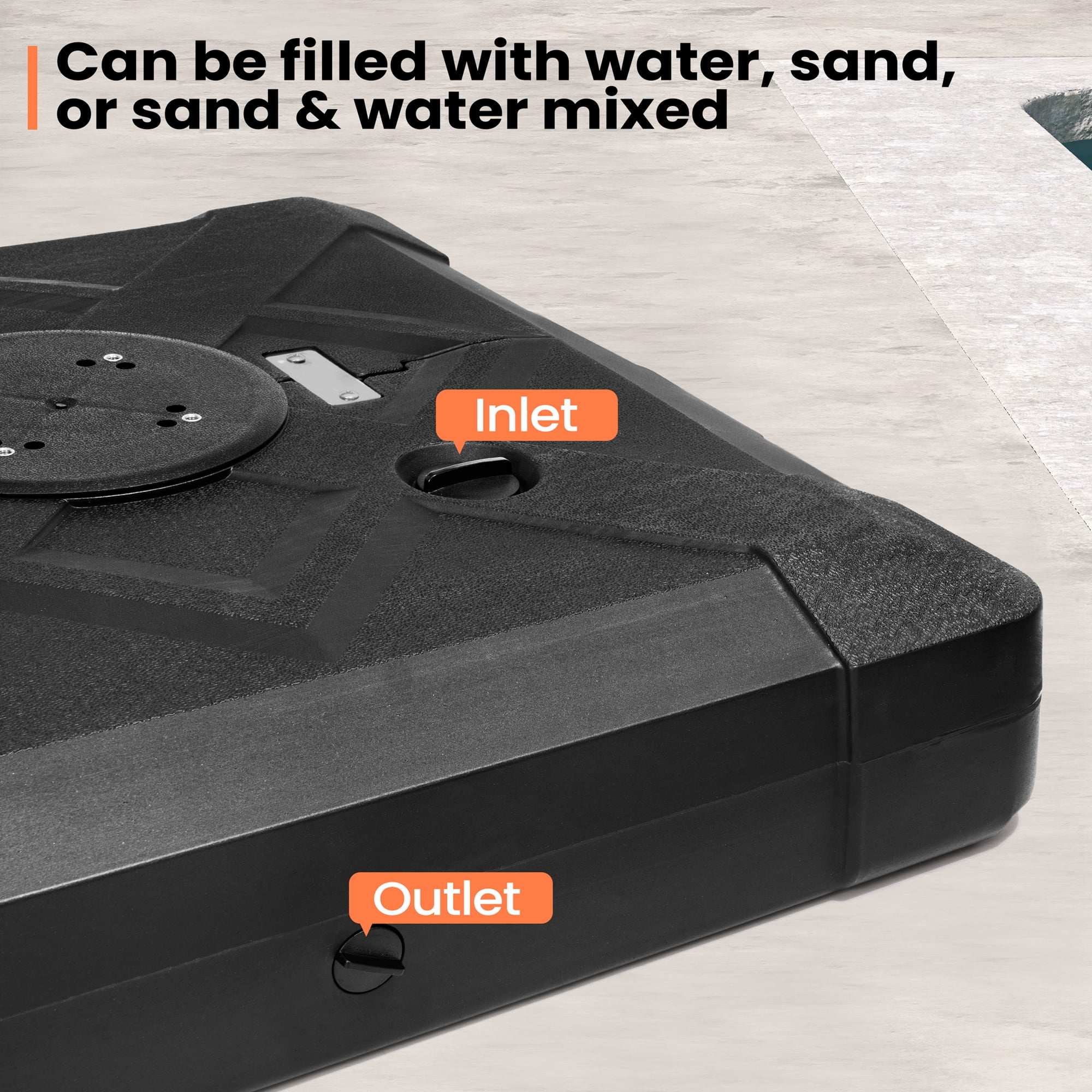 Pellebant 230 LBS Patio Cantilever Umbrella Base Weight, Offset Outdoor Umbrella Base Sand/Water Filled Weighted Stand, Black