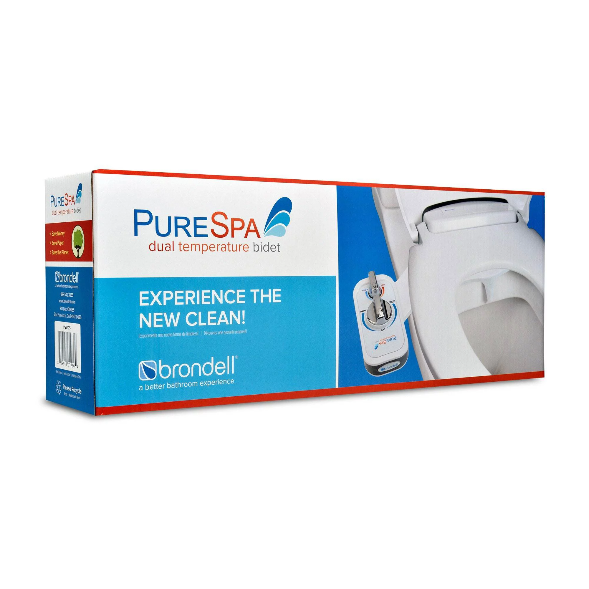 Brondell PureSpa Non-Electric Easy Bidet Toilet Water Spray Seat Attachment
