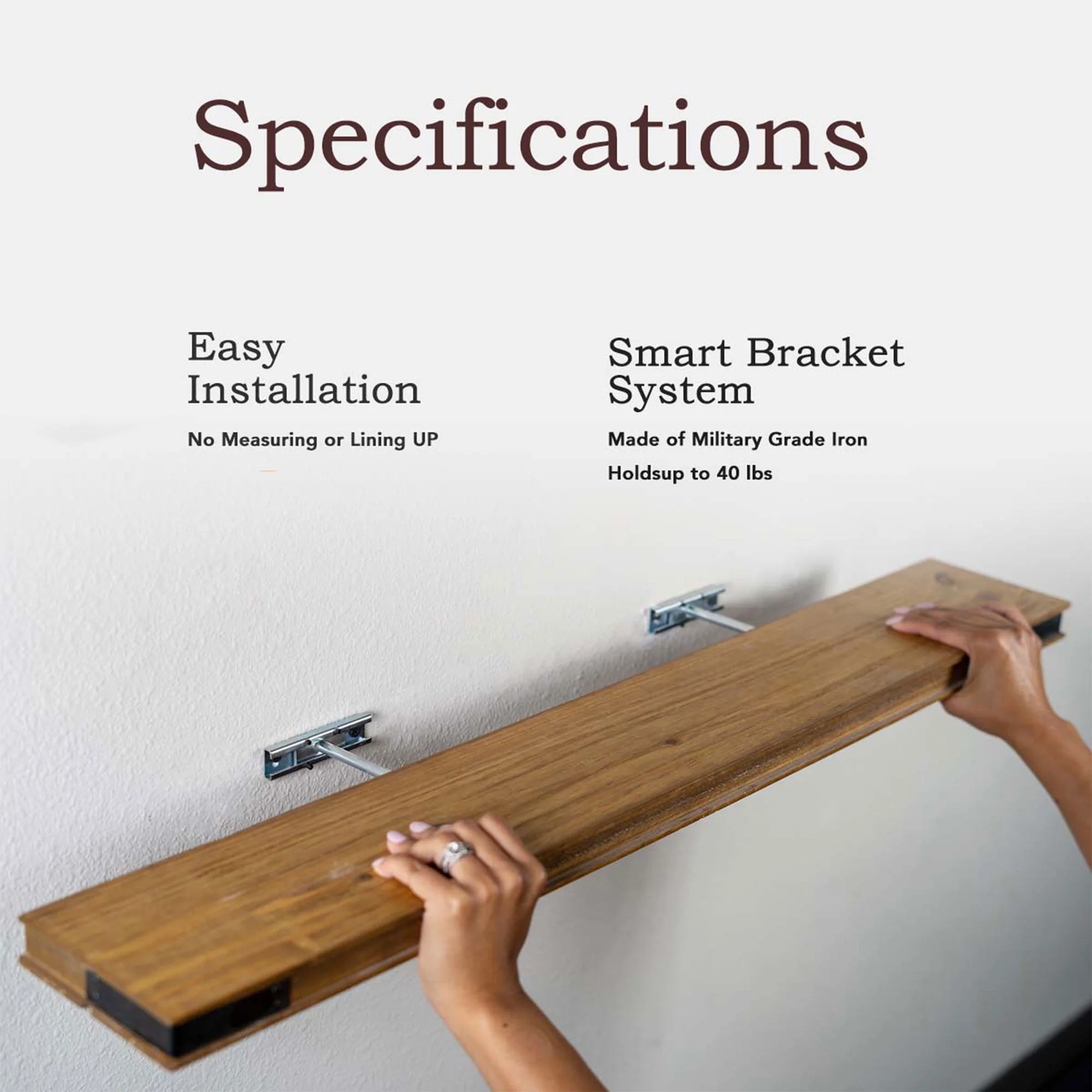 Willow & Grace Johnny 36 Inch Floating Shelves, Light Walnut, Set of 2