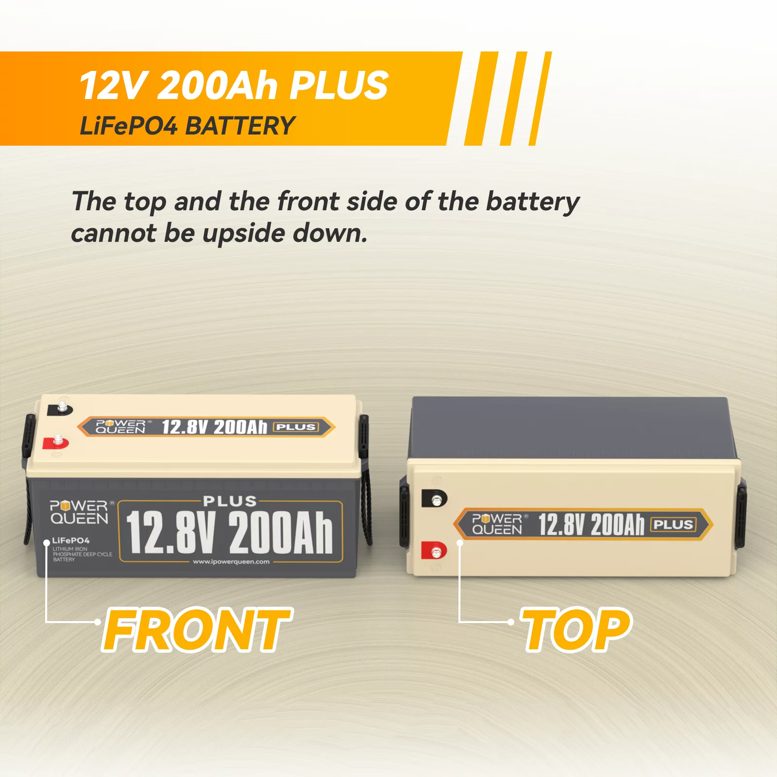 Power Queen 12V 200Ah Plus LiFePO4 Lithium Battery 200A BMS For Marine Camper