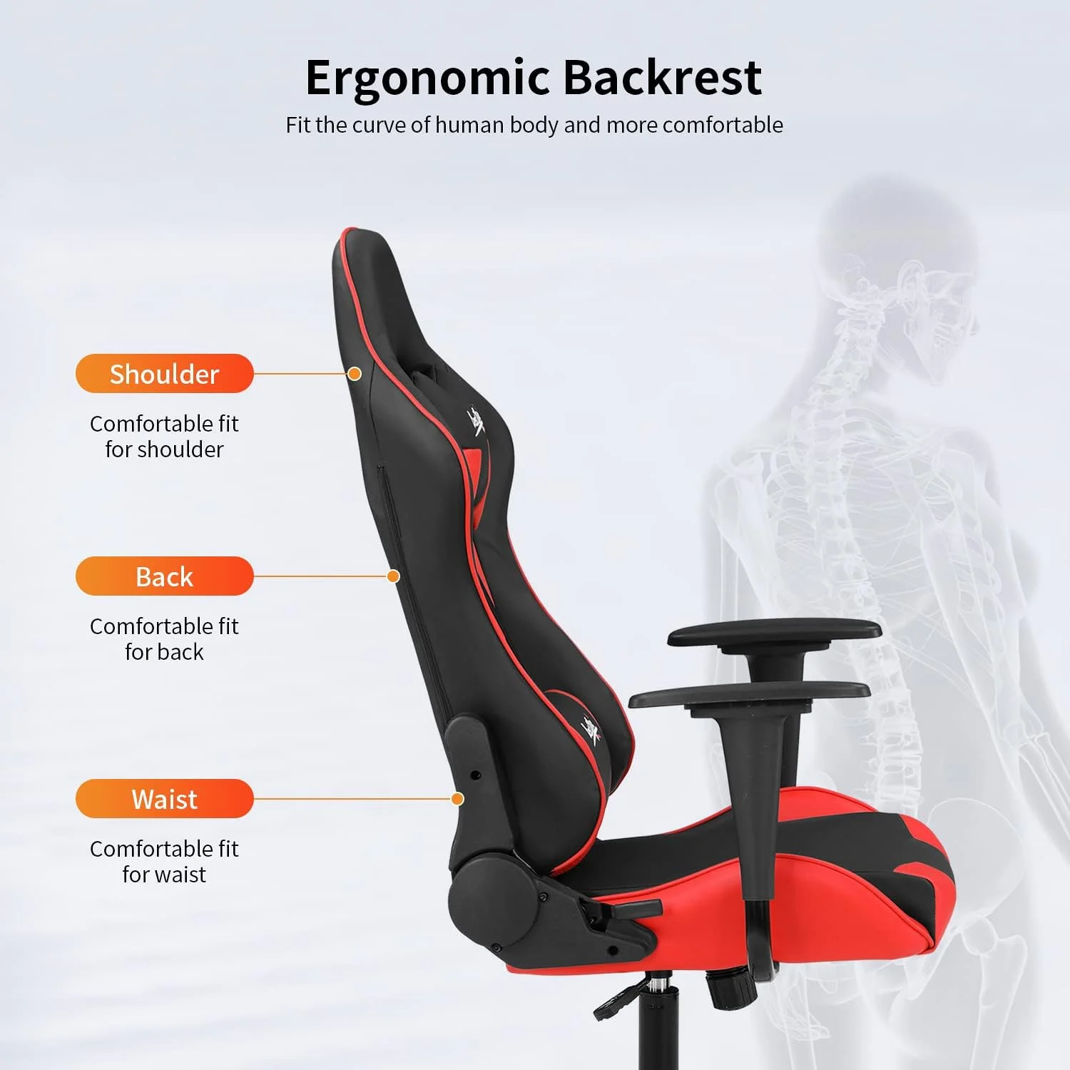 Dkelincs Ergonomic Gaming Chair Adjustable PC Computer Desk Chair with Lumbar Support Headrest Armrest, Red