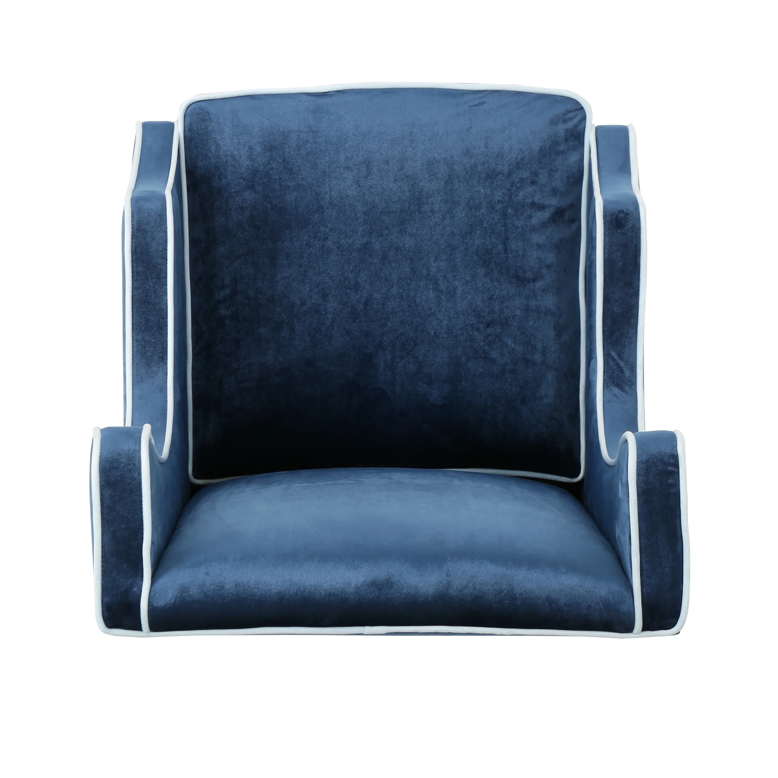 GDF Studio Gerrish Modern Velvet Two Toned Club Chair with Tonal Piping, Cobalt, Light Blue, and Espresso