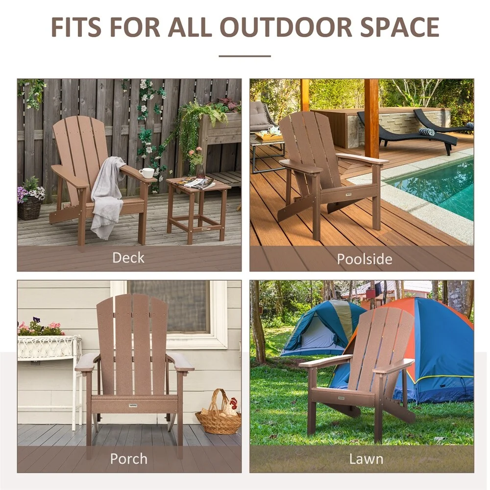 DEELIGHT Adirondack Chair,Faux Wood Patio&Fire Pit Chair,Weather Resistant HDPE Brown